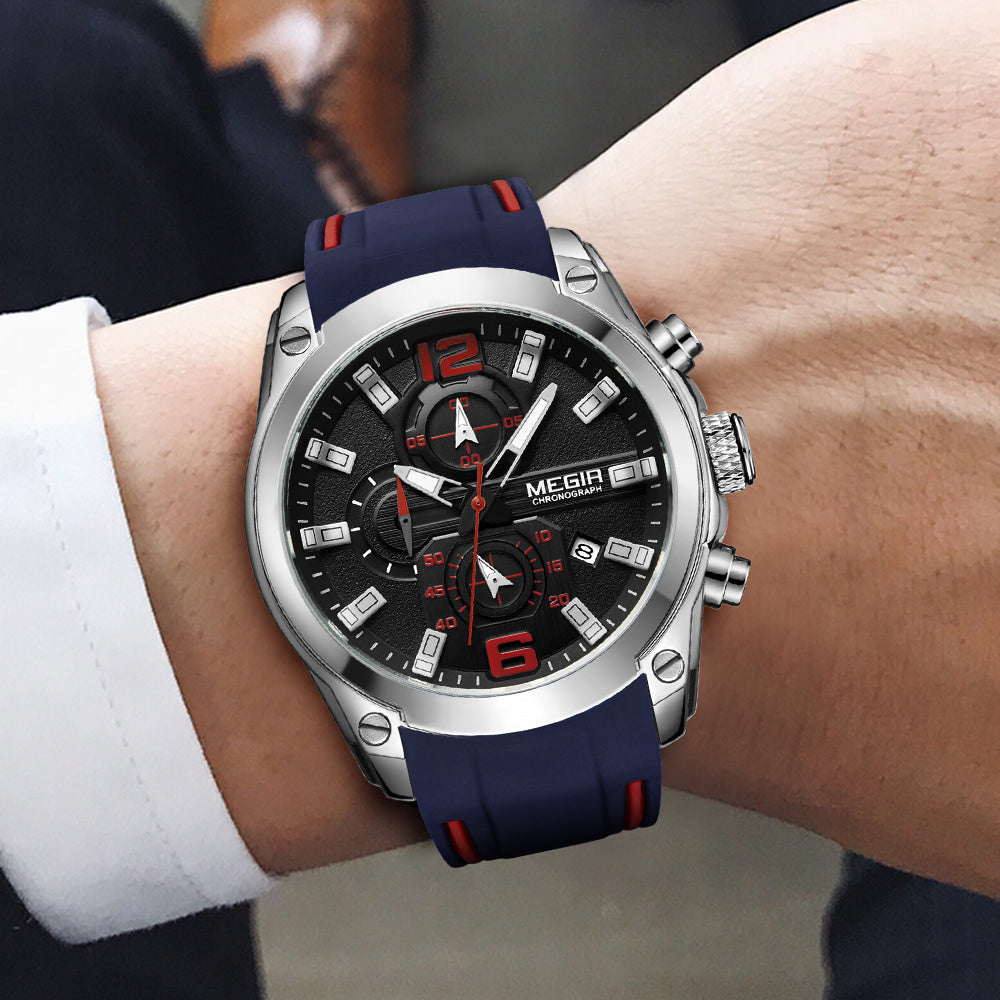 MEGIR Sport Watch Silicone Strap Chronograph Men Quartz Military Watch Waterproof Wrist Watches Relogio Masculino Man Clock-1