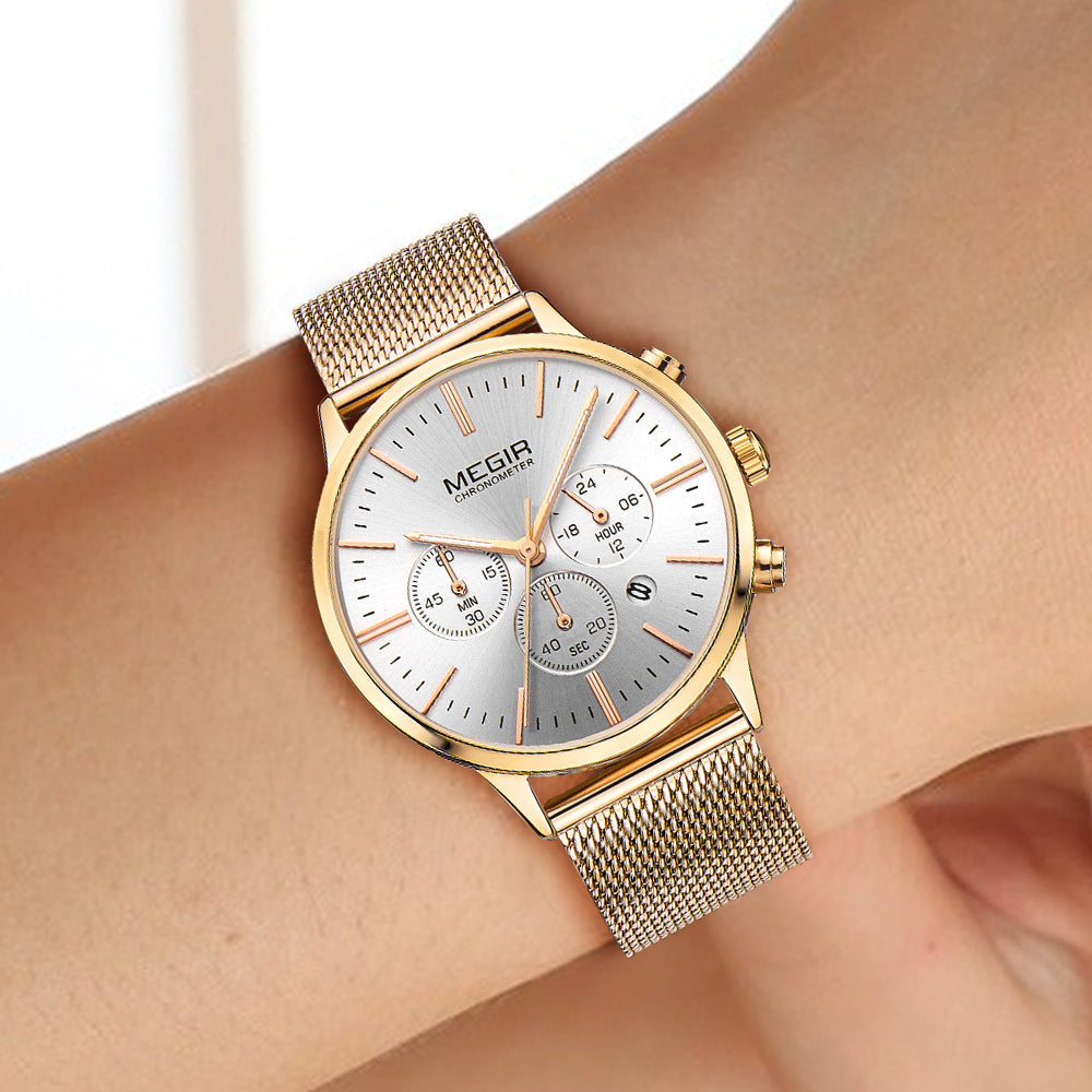MEGIR Brand Luxury Women Watches Fashion Quartz Ladies Watch Sport Relogio Feminino Wristwatch Waterproof Dress Clock 2011-3