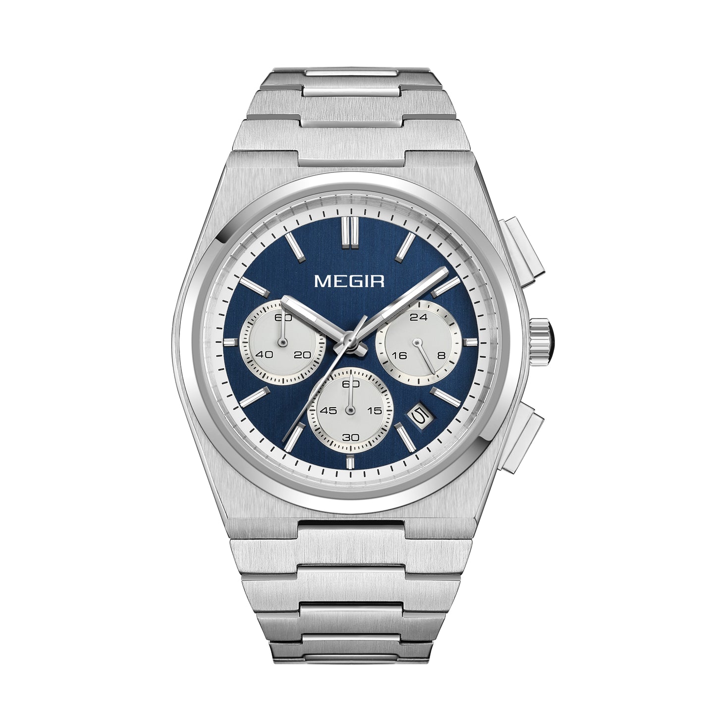 MEGIR Men's Business Watches Original Analogue Quartz Wrist Watch Luminous 5ATM Waterproof Steel Large Dial Clock Reloj Hombre-3