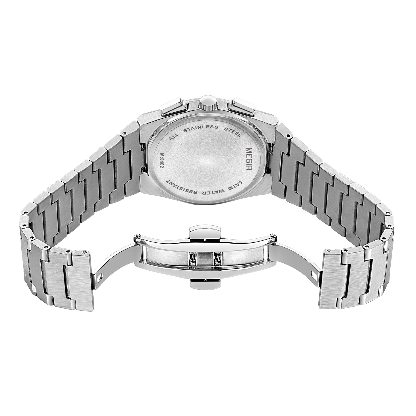 MEGIR Men's Business Watches Original Analogue Quartz Wrist Watch Luminous 5ATM Waterproof Steel Large Dial Clock Reloj Hombre-9