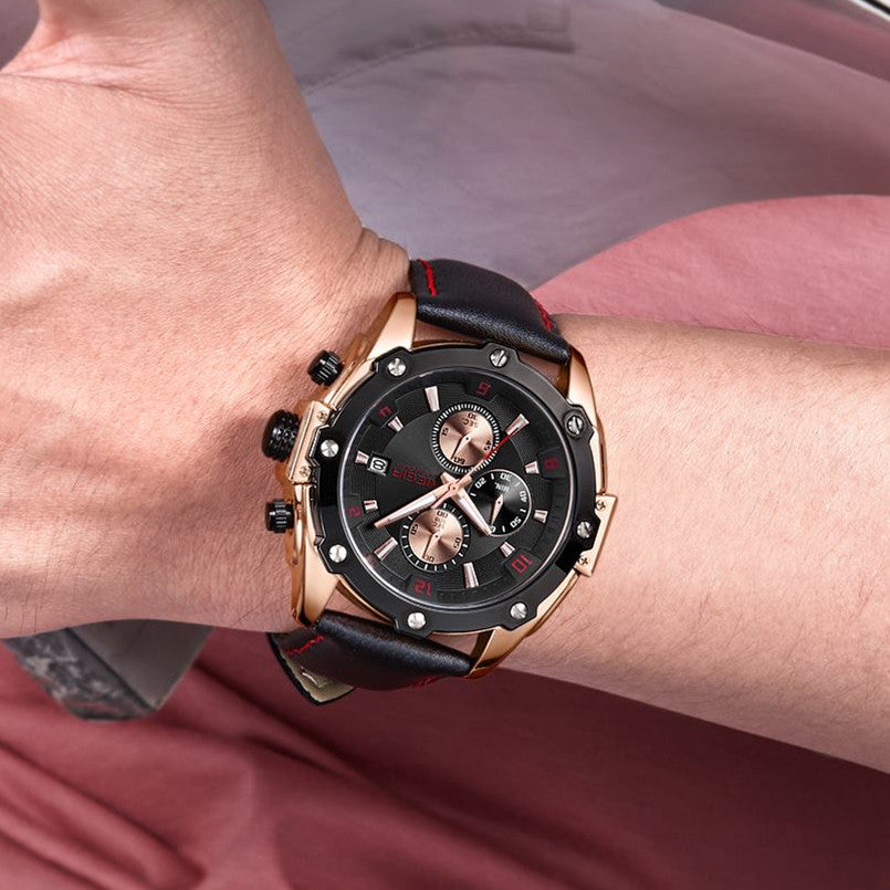 MEGIR Black Mens Watches Top Brand Luxury Chronograph Sports Quartz Wrist Watch Man Clock Waterproof Army Military Wristwatches-2