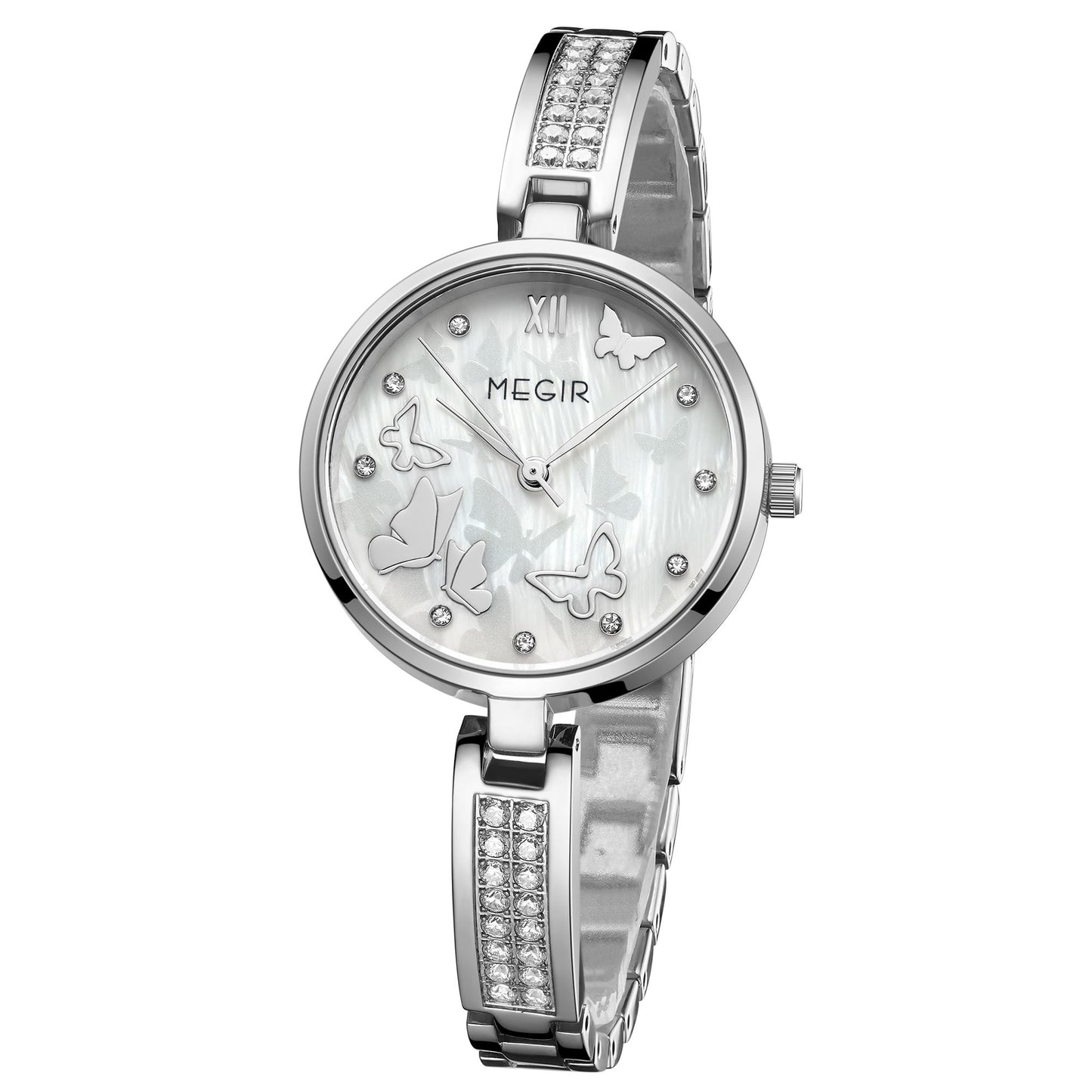 MEGIR Watch for Women Luxury Diamond Ladies Quartz Wristwatches Steel Women Bracelet Watches Female Dress Clock Relogio Feminino-12