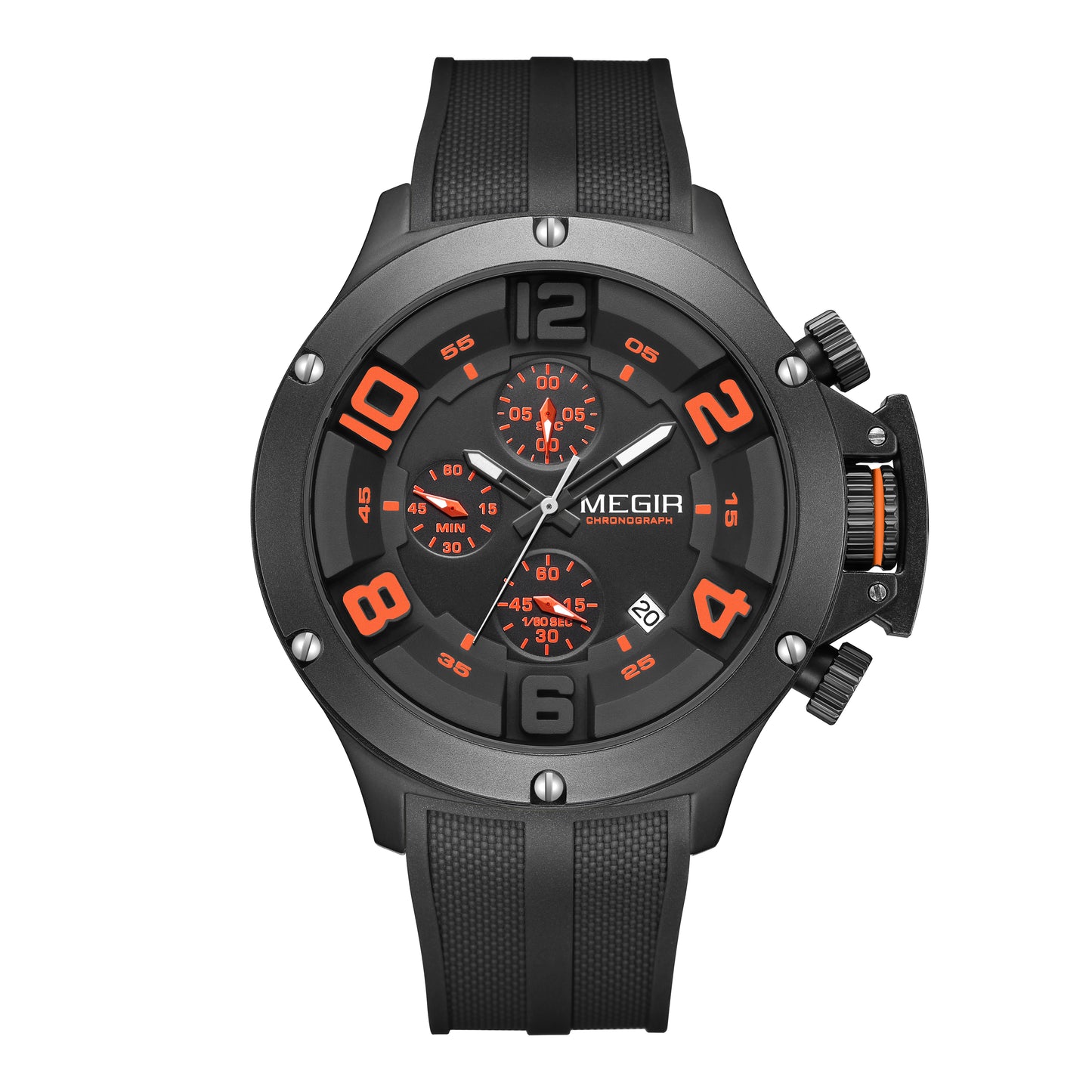 MEGIR Relogio Masculino Luxury Quartz Watch for Men Yellow Silicone Strap Military Sport WristWatch Chronograph with Auto Date-13