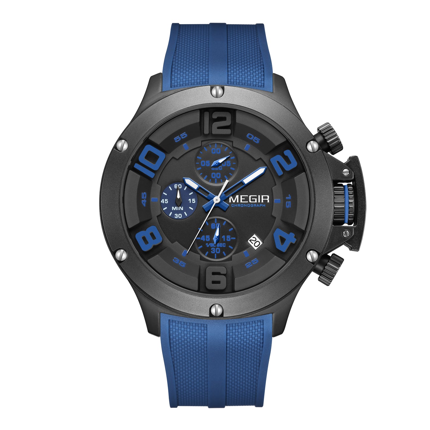 MEGIR Relogio Masculino Luxury Quartz Watch for Men Yellow Silicone Strap Military Sport WristWatch Chronograph with Auto Date-14