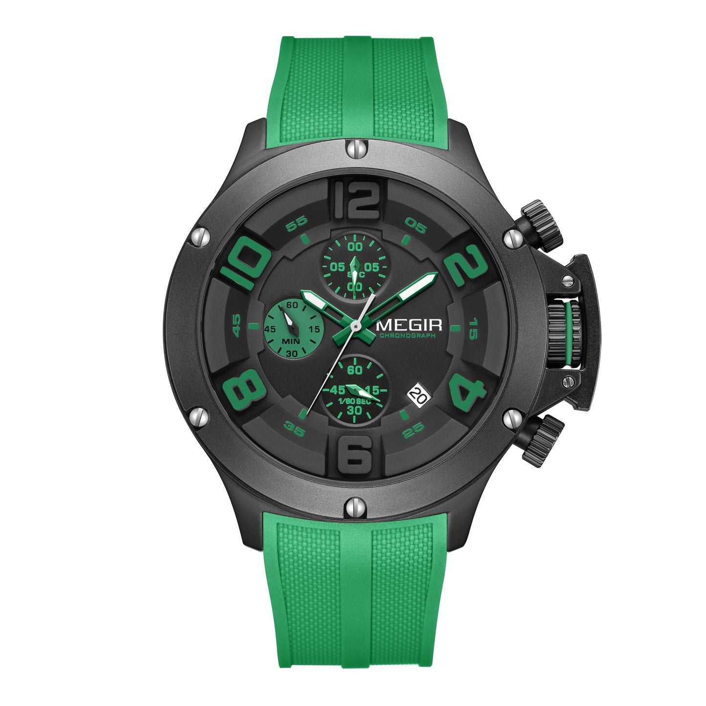 MEGIR Relogio Masculino Luxury Quartz Watch for Men Yellow Silicone Strap Military Sport WristWatch Chronograph with Auto Date-15