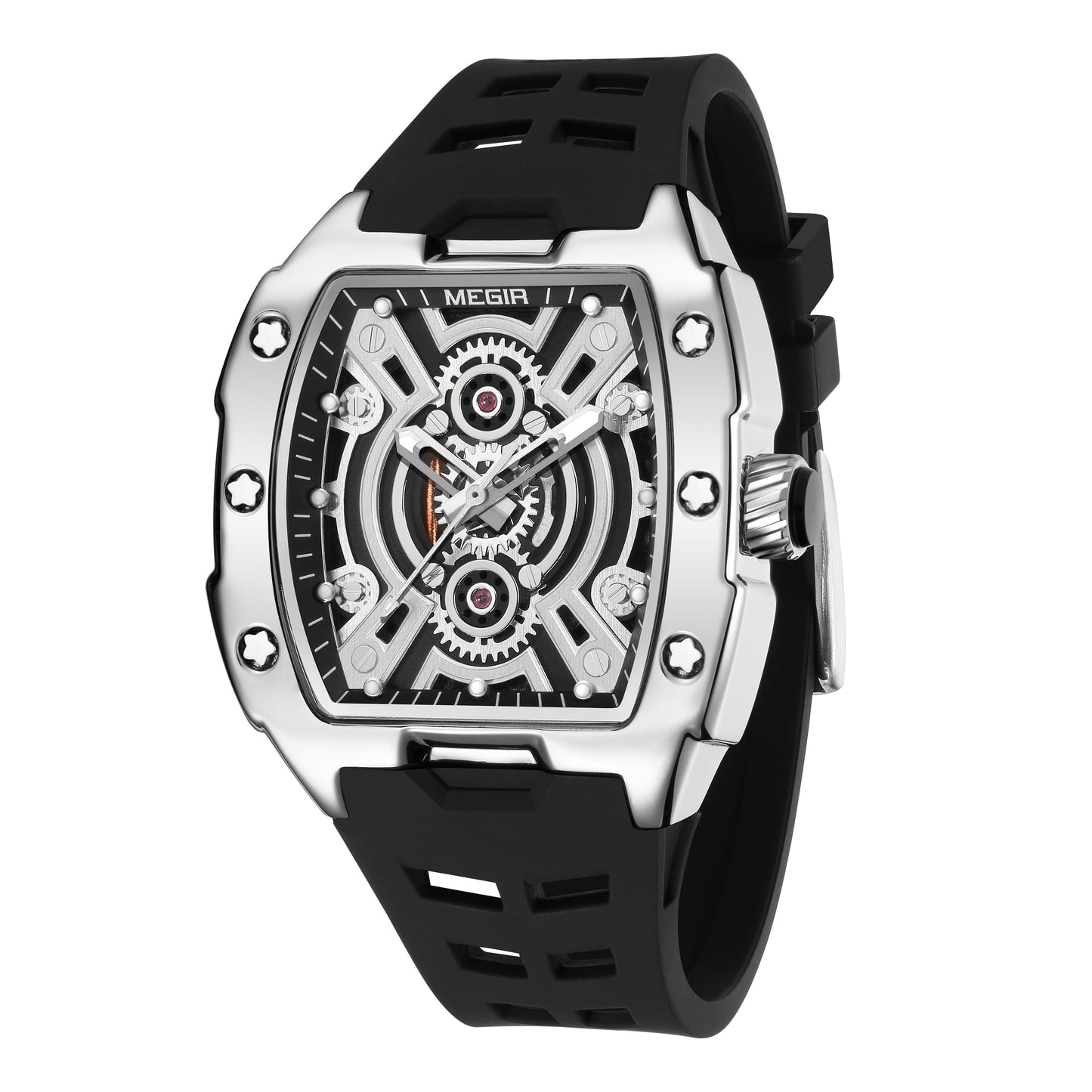 MEGIR New Sport Watches for Men Waterproof Male Military Quartz Wristwatch Silicone Strap Large Dial Luminous Watch Montre Homme-9