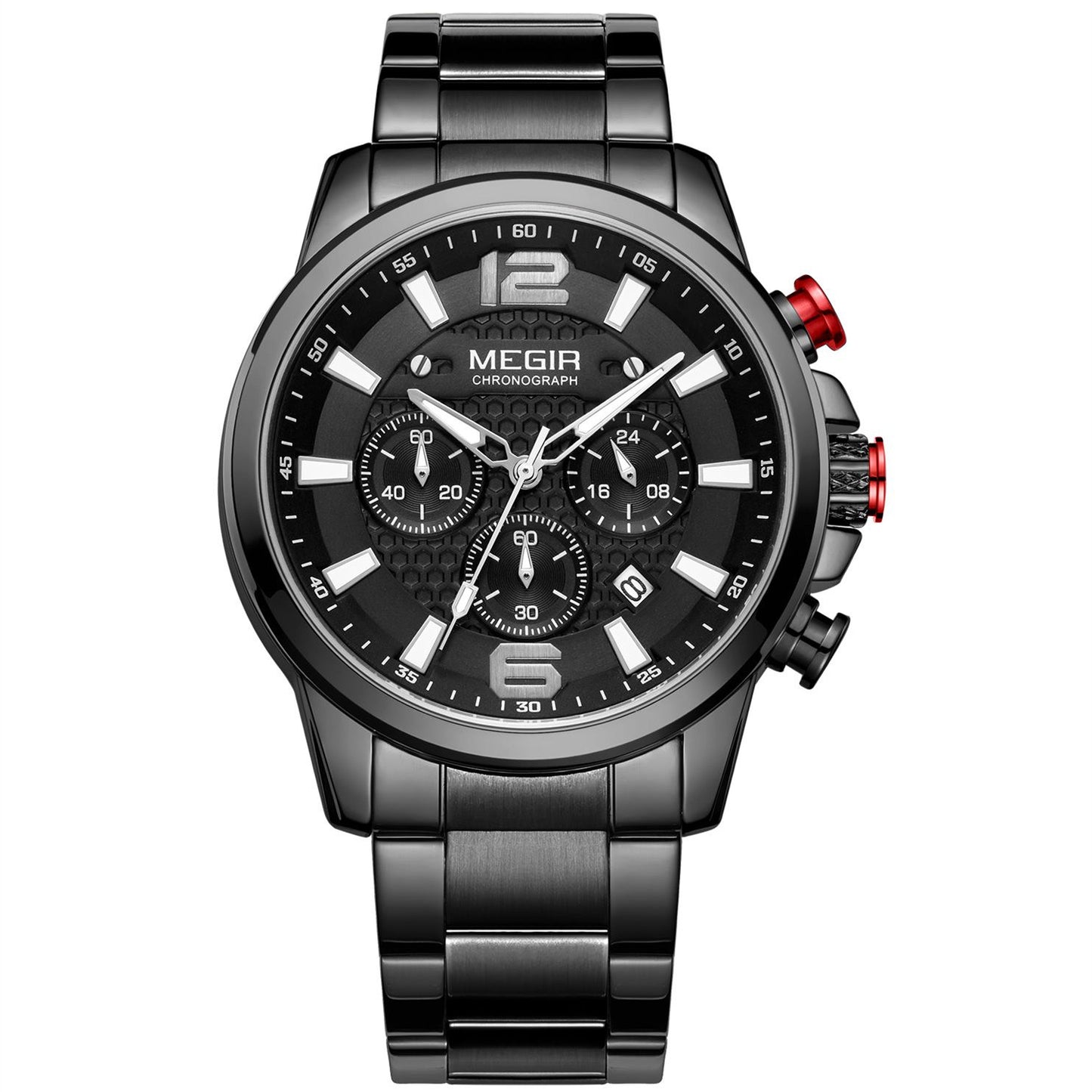 MEGIR Men's Quartz Wrist Watch Stainless Steel Band Chronograph Watches Luminous Waterproof Wristwatch Man Clock Military Watch-14