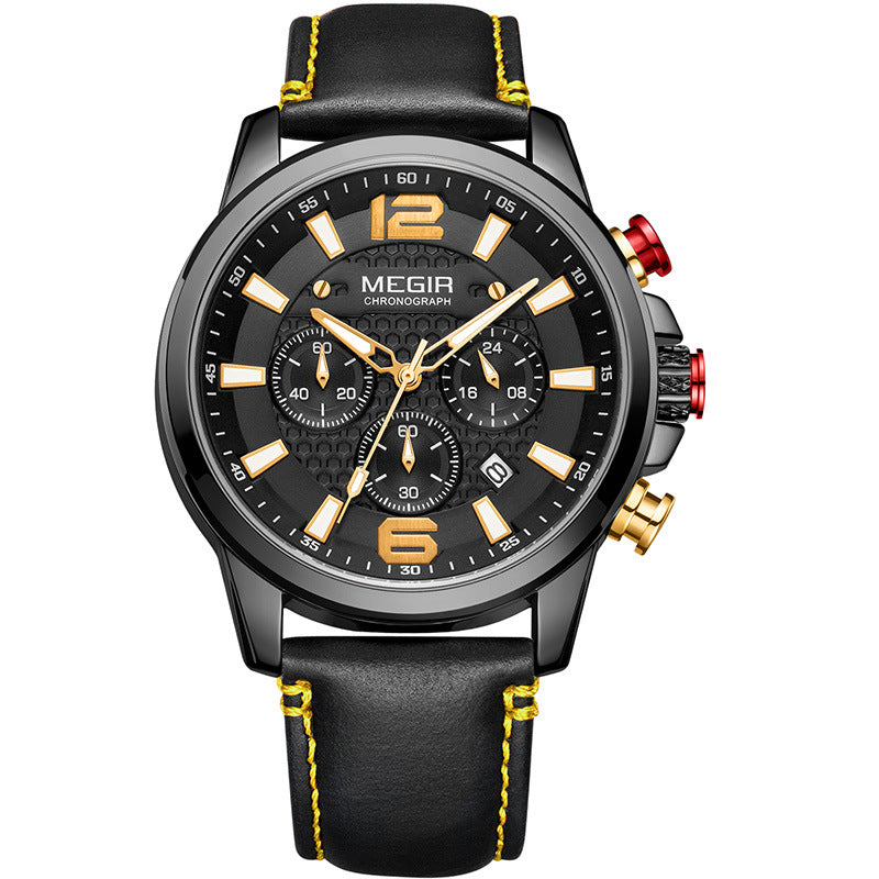 MEGIR Men's Quartz Wrist Watch Stainless Steel Band Chronograph Watches Luminous Waterproof Wristwatch Man Clock Military Watch-17
