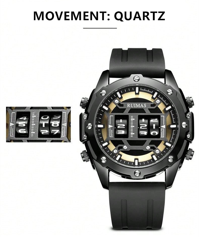 RUIMAS Mens Watches Roller Pointer Sports Quartz WristWatch Fashion Luxury Silicone Strap Waterproof Relogio Masculino-5