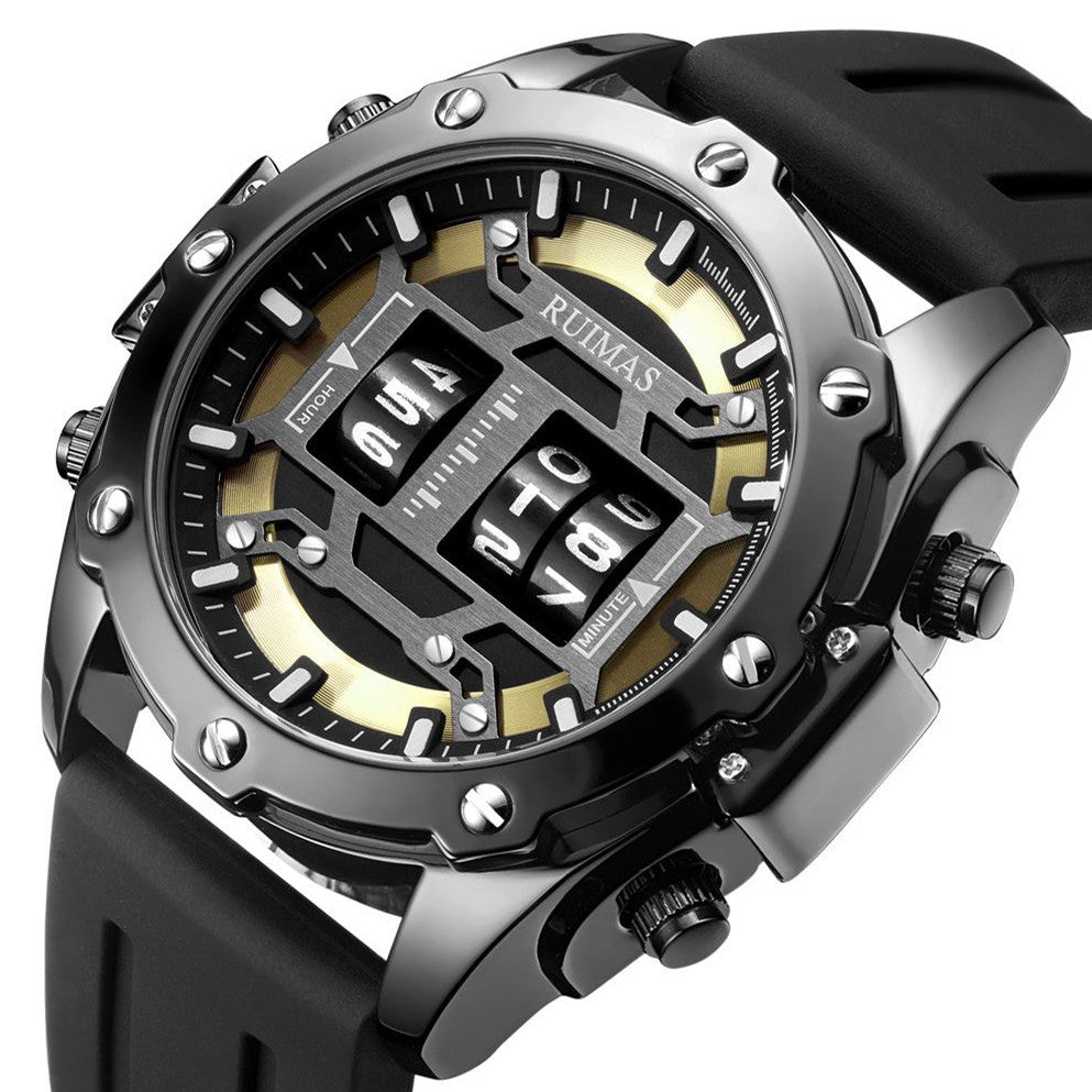 RUIMAS Mens Watches Roller Pointer Sports Quartz WristWatch Fashion Luxury Silicone Strap Waterproof Relogio Masculino-9