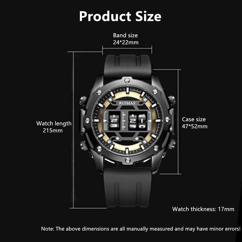 RUIMAS Mens Watches Roller Pointer Sports Quartz WristWatch Fashion Luxury Silicone Strap Waterproof Relogio Masculino-6