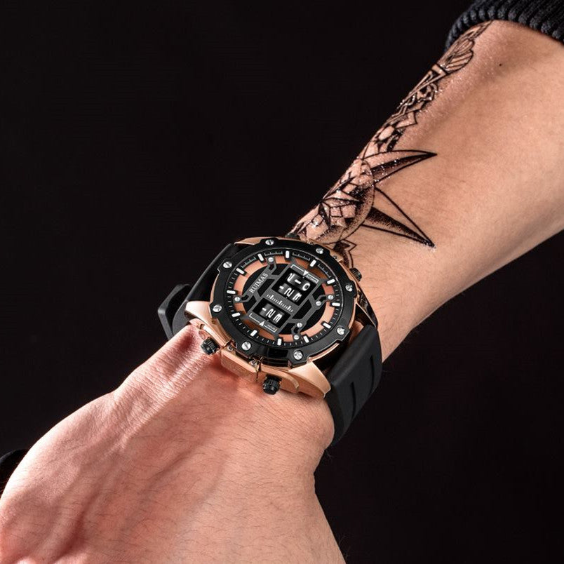 RUIMAS Mens Watches Roller Pointer Sports Quartz WristWatch Fashion Luxury Silicone Strap Waterproof Relogio Masculino-4