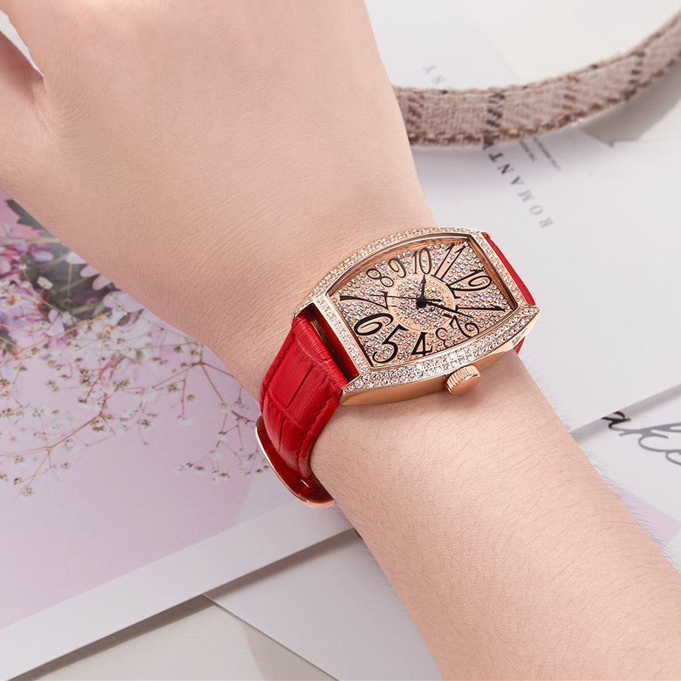 RUIMAS Luxury Diamond Women Automatic Mechanical Watches Waterproof Elegant Ladies Wrist Watch Clock Leather Reloj Mujer 6757-2