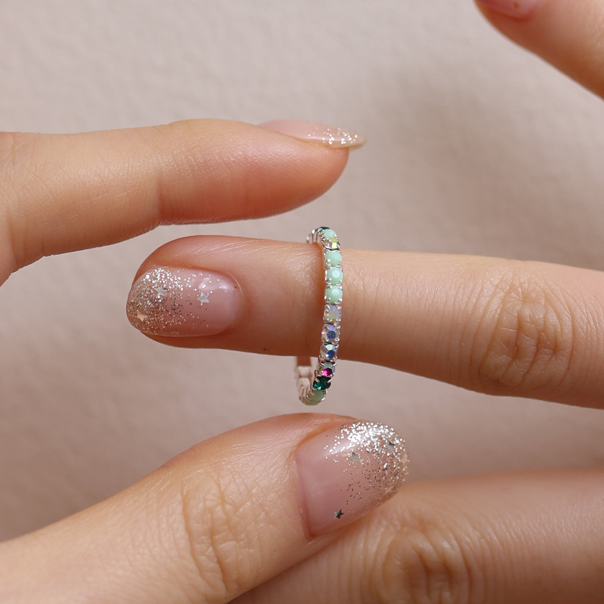 Stretchable tennis chain ring-44