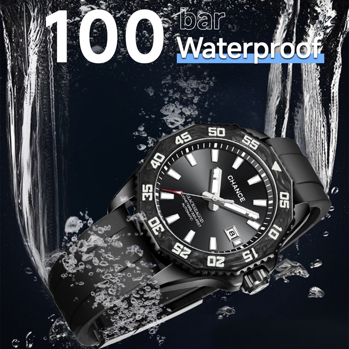 CHANCE Automatic Watches Stainless Steel Sapphire Glass Mechanical Wristwatch Waterproof Luminous Clock with Auto Date Relogio Masculino-2