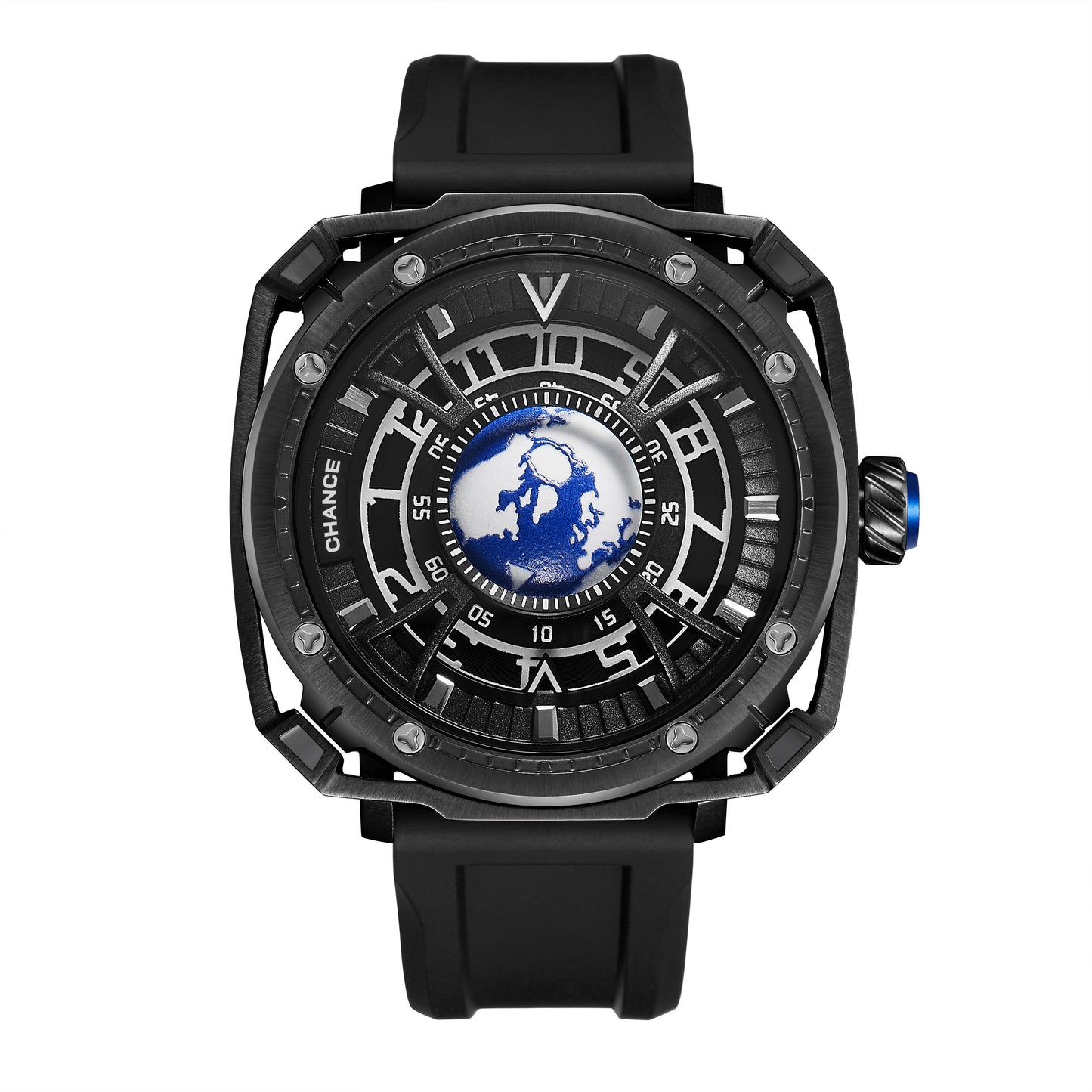 CHANCE Luxury Men Mechanical Wristwatch Automatic Watch Stainless Steel Case Sports Silicone Strap Luminous Watches Clock-1