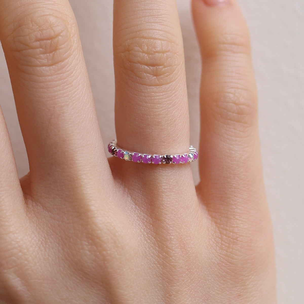 Stretchable tennis chain ring-46