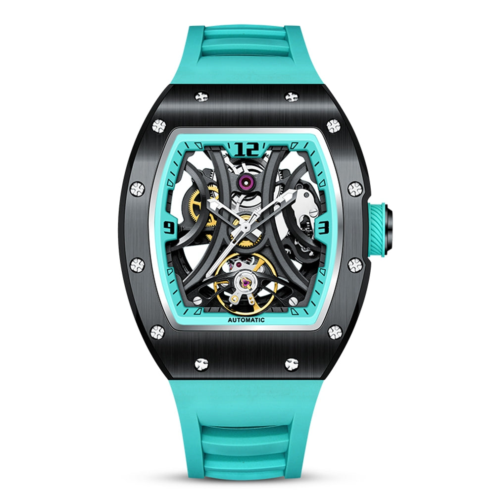 New Skeleton Big Dial Mechanical Watch for Men Fashion Luminous Automatic Movement Wristwatch Stainless Steel Case Clock 9190-11-18