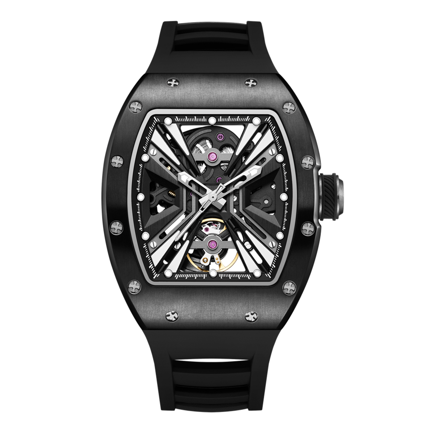 New Skeleton Dial Men's Watch Stainless Steel Case Automatic Mechanical Wristwatches 30M Waterproof Sports Watches Gift 9190-4-15