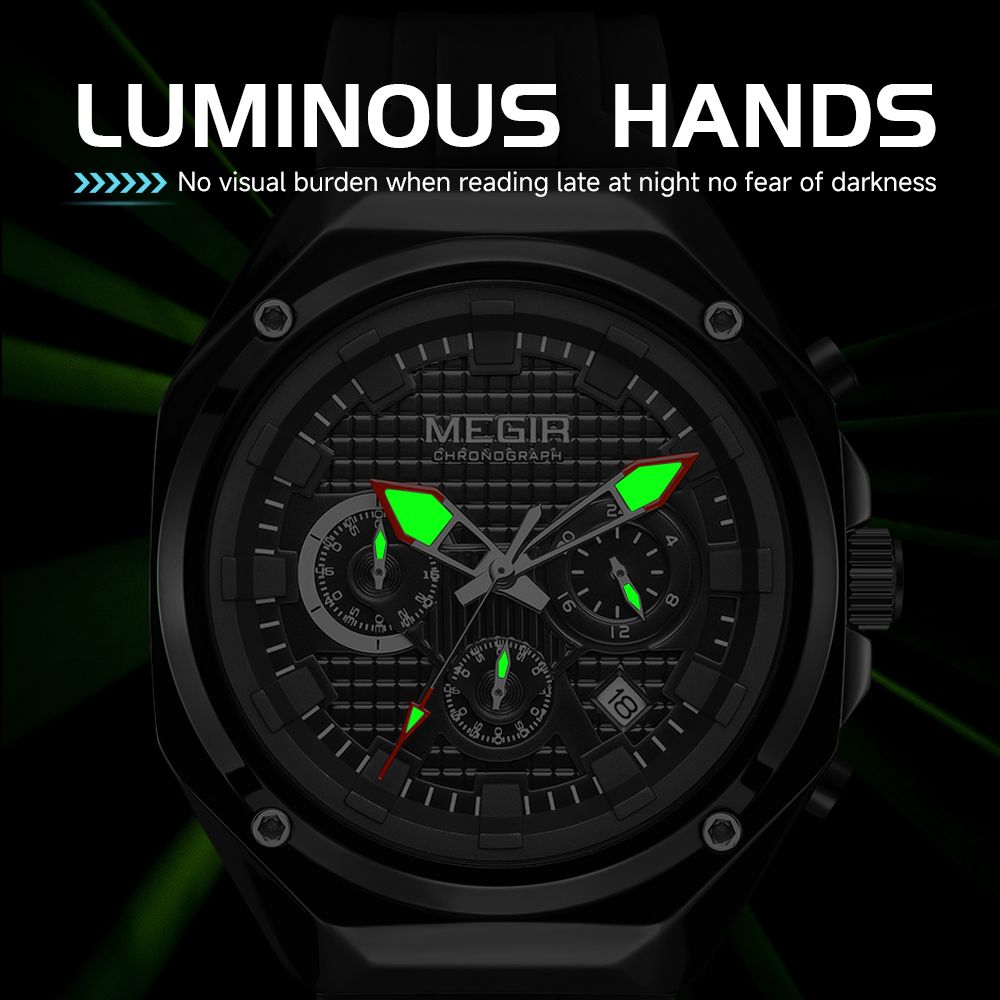 MEGIR Brand Men Quartz Watch Luxury Sport Wristwatches Waterproof Luminous 24 Hours Chronograph Clock Date Reloj Hombre 8118-8