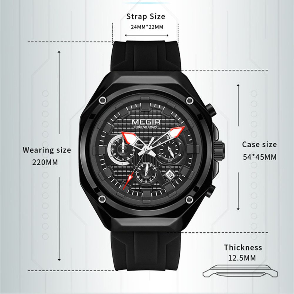 MEGIR Brand Men Quartz Watch Luxury Sport Wristwatches Waterproof Luminous 24 Hours Chronograph Clock Date Reloj Hombre 8118-10