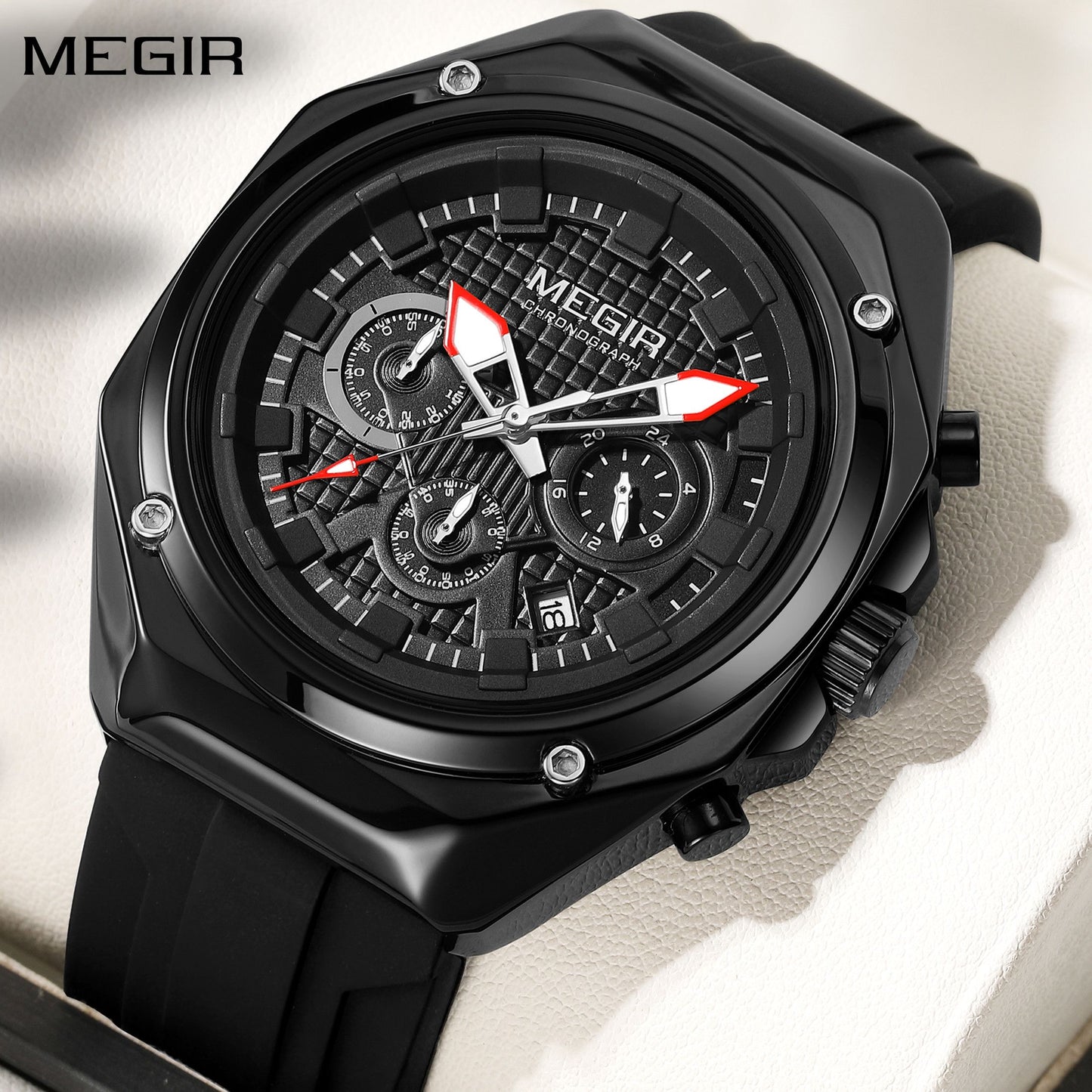 MEGIR Brand Men Quartz Watch Luxury Sport Wristwatches Waterproof Luminous 24 Hours Chronograph Clock Date Reloj Hombre 8118-0
