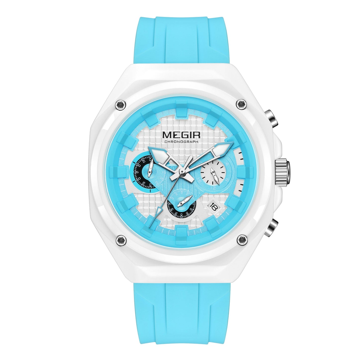 MEGIR Brand Men Quartz Watch Luxury Sport Wristwatches Waterproof Luminous 24 Hours Chronograph Clock Date Reloj Hombre 8118-15
