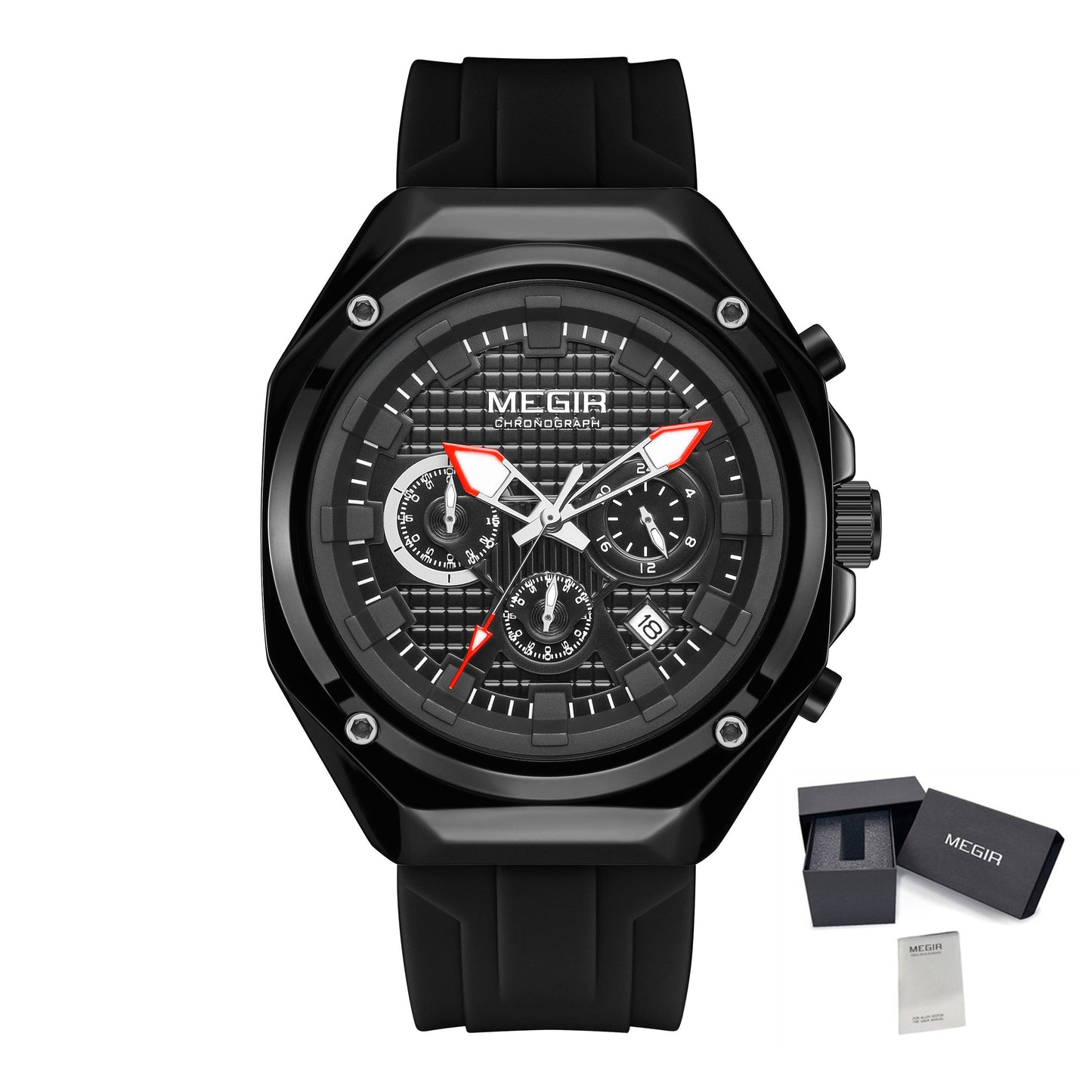 MEGIR Brand Men Quartz Watch Luxury Sport Wristwatches Waterproof Luminous 24 Hours Chronograph Clock Date Reloj Hombre 8118-23