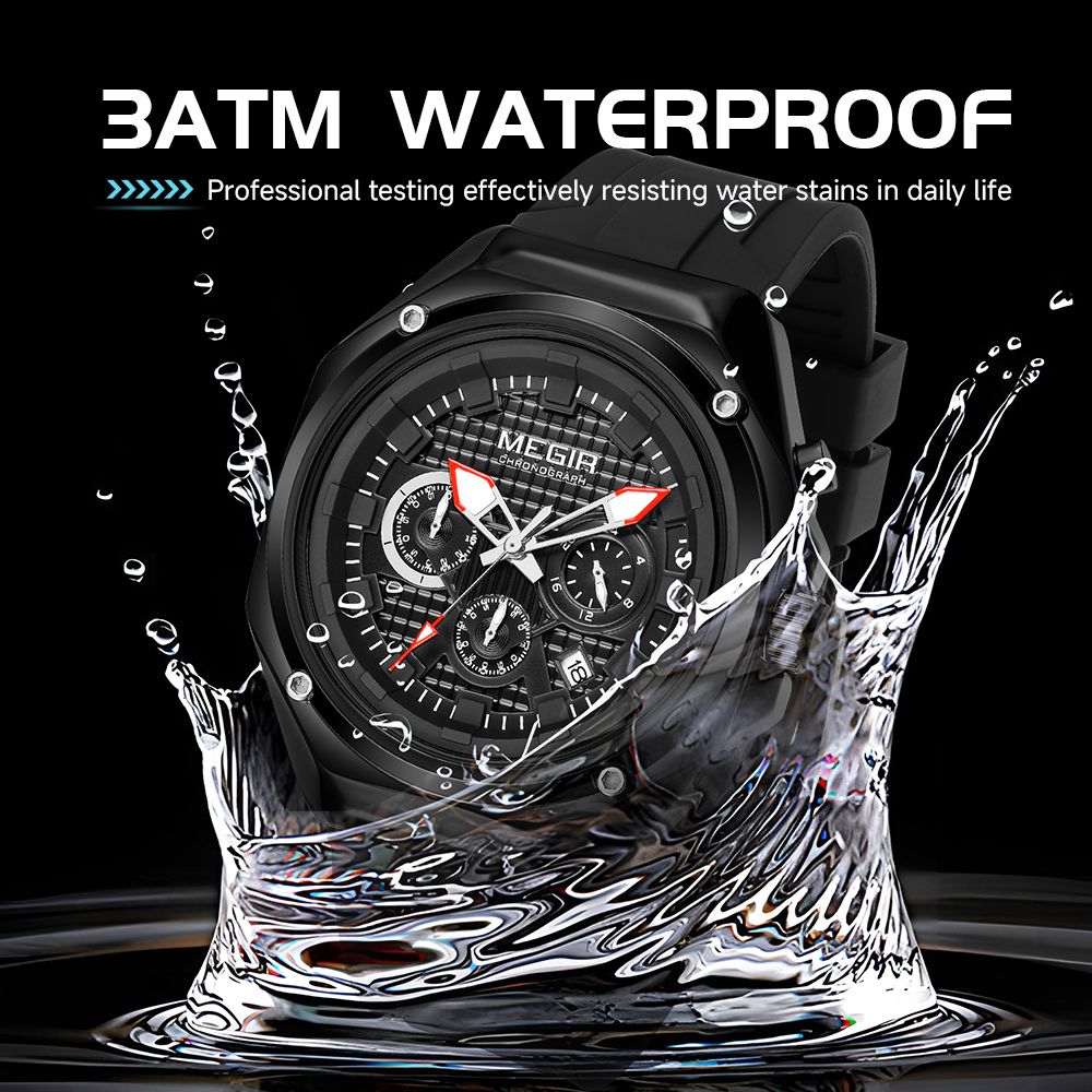 MEGIR Brand Men Quartz Watch Luxury Sport Wristwatches Waterproof Luminous 24 Hours Chronograph Clock Date Reloj Hombre 8118-9