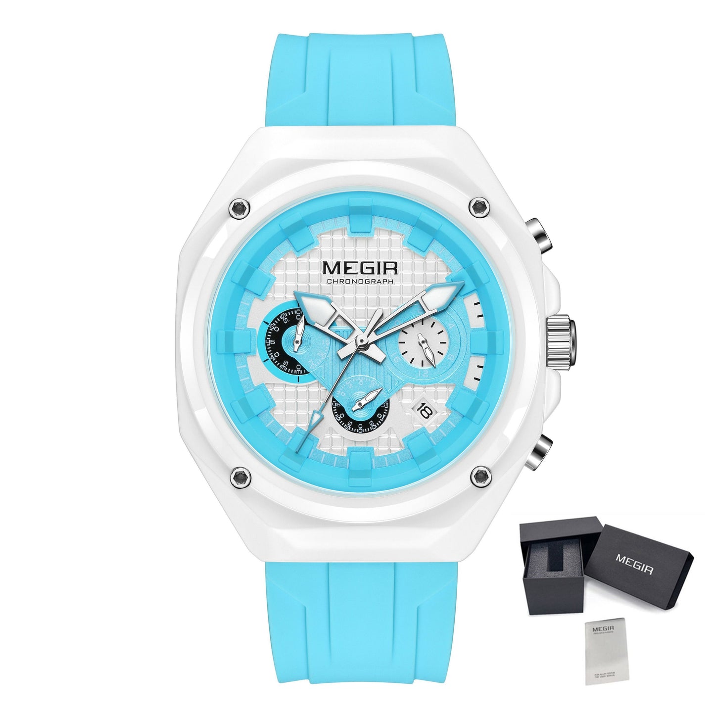 MEGIR Brand Men Quartz Watch Luxury Sport Wristwatches Waterproof Luminous 24 Hours Chronograph Clock Date Reloj Hombre 8118-19