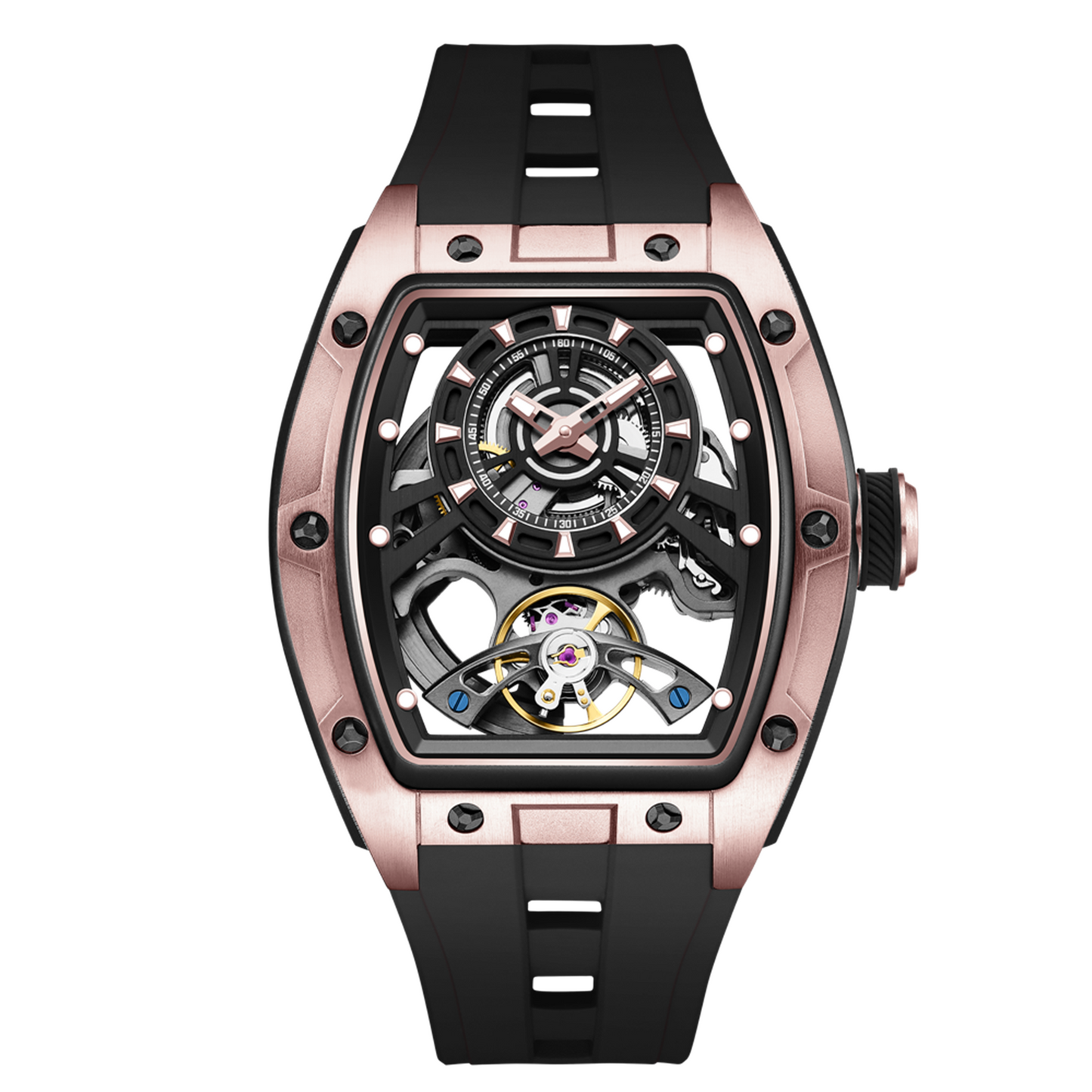 New Fashion Automatic Mechanical Watches for Men Waterproof Skeleton Dial Stainless Steel Case Male Wristwatch Clock 9198-6-0