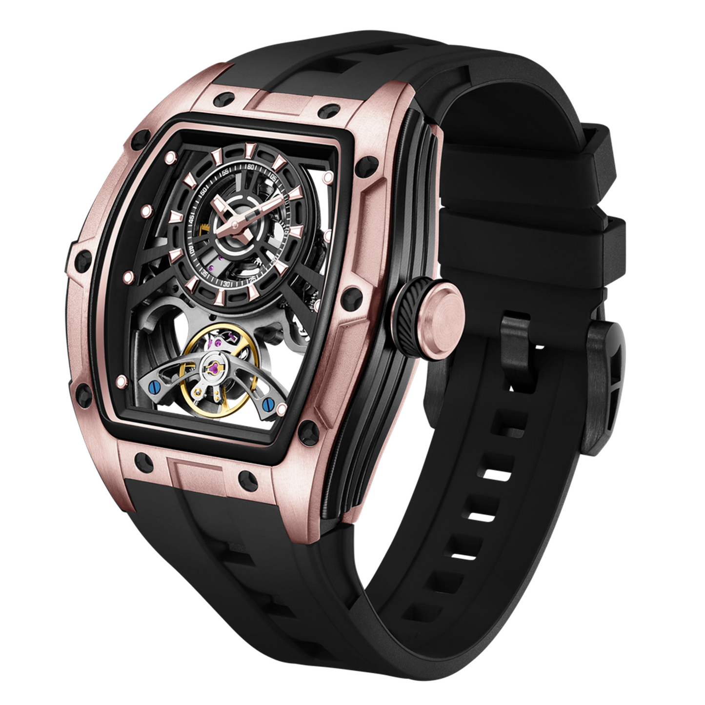 New Fashion Automatic Mechanical Watches for Men Waterproof Skeleton Dial Stainless Steel Case Male Wristwatch Clock 9198-6-15
