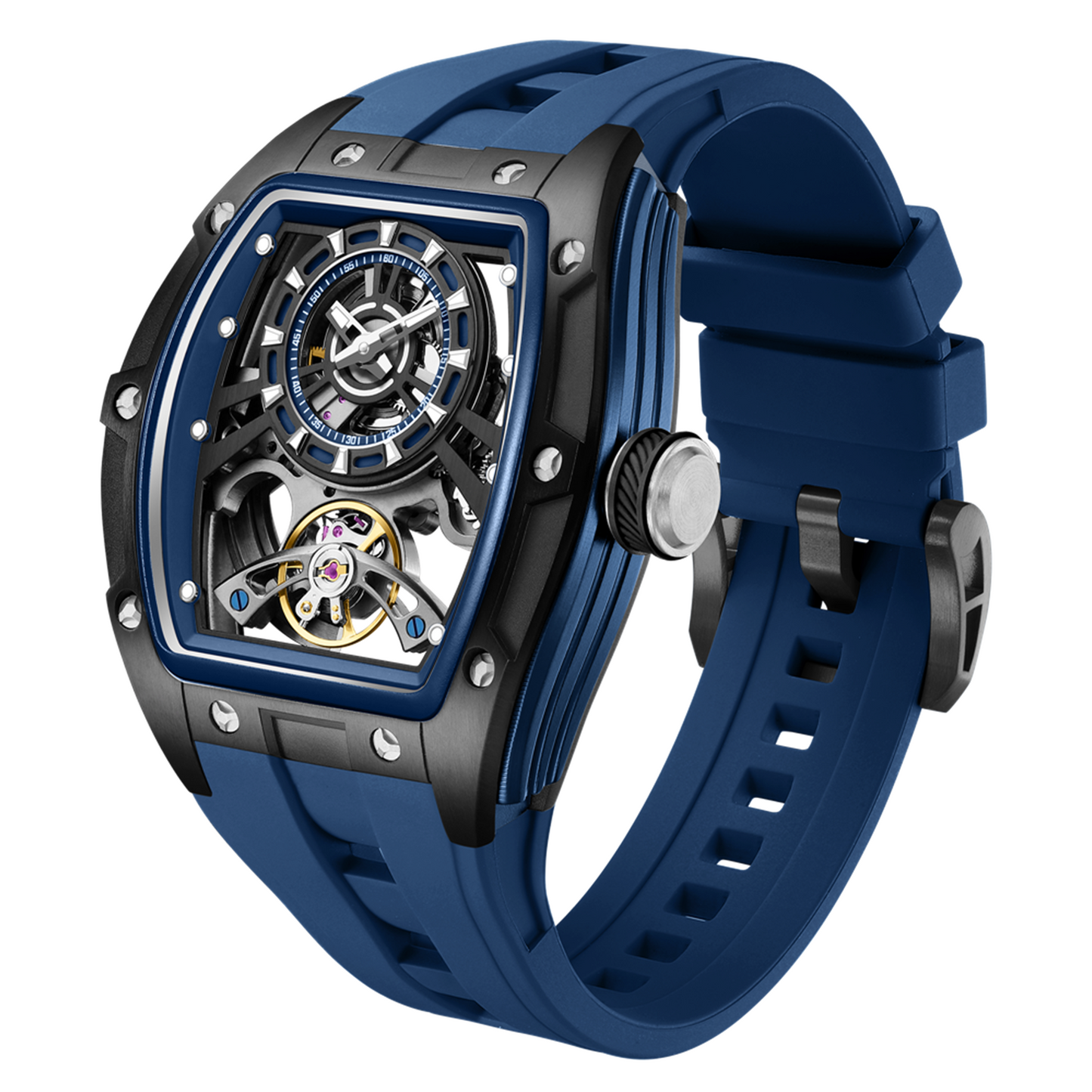 New Fashion Automatic Mechanical Watches for Men Waterproof Skeleton Dial Stainless Steel Case Male Wristwatch Clock 9198-6-12
