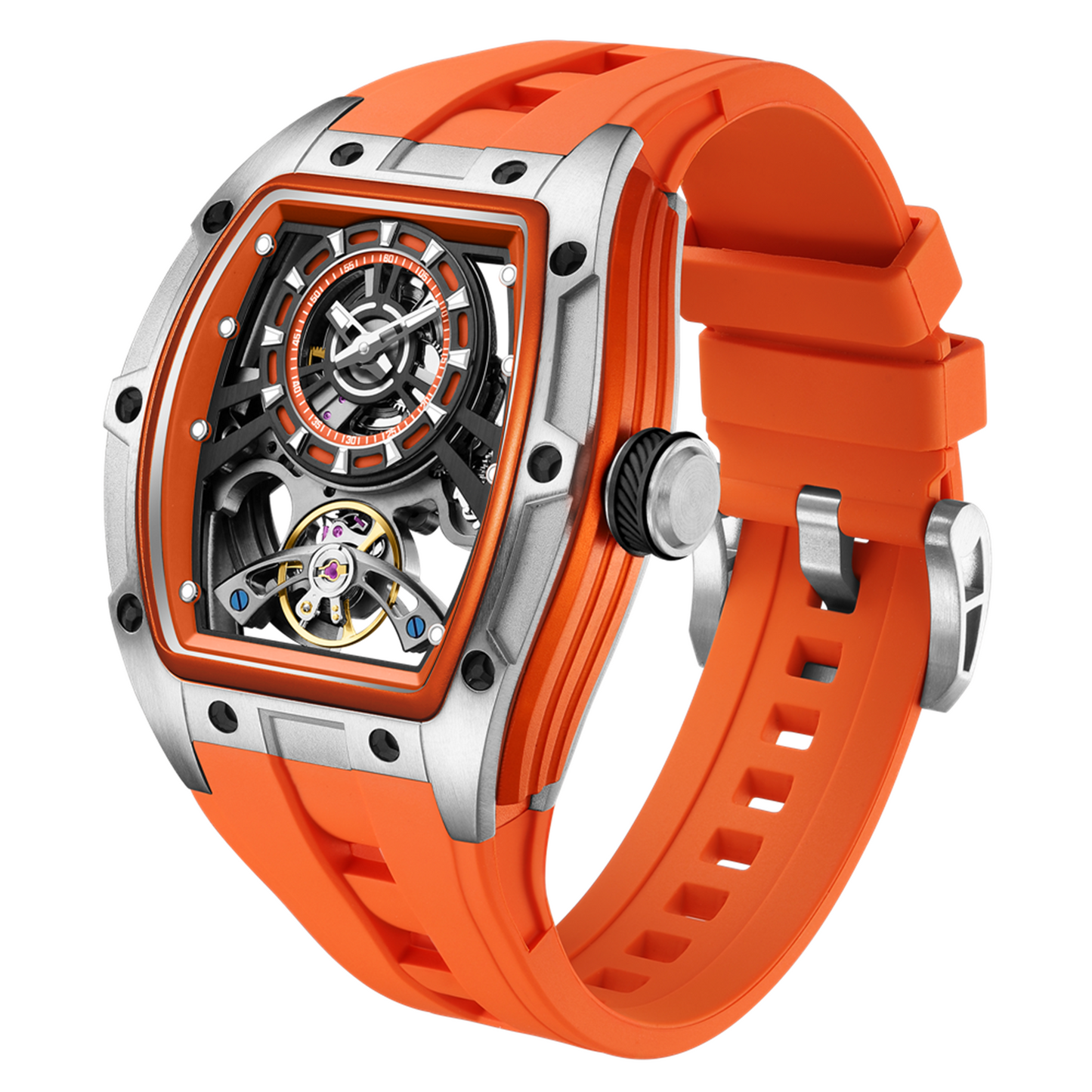 New Fashion Automatic Mechanical Watches for Men Waterproof Skeleton Dial Stainless Steel Case Male Wristwatch Clock 9198-6-13