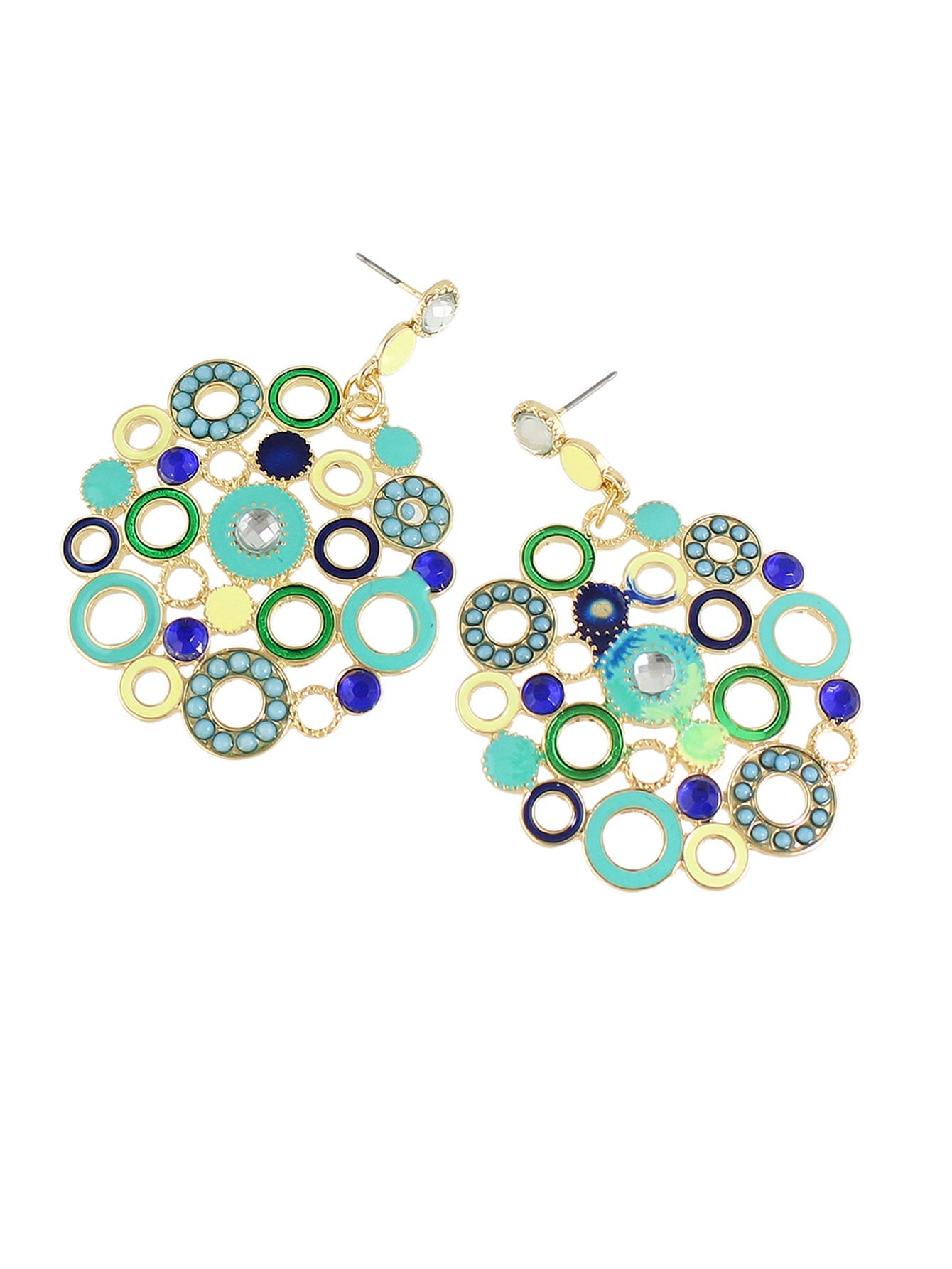 Female Jewellery Rhinestone Colorful Enamel Circle Chunky Party Holiday Earrings-2