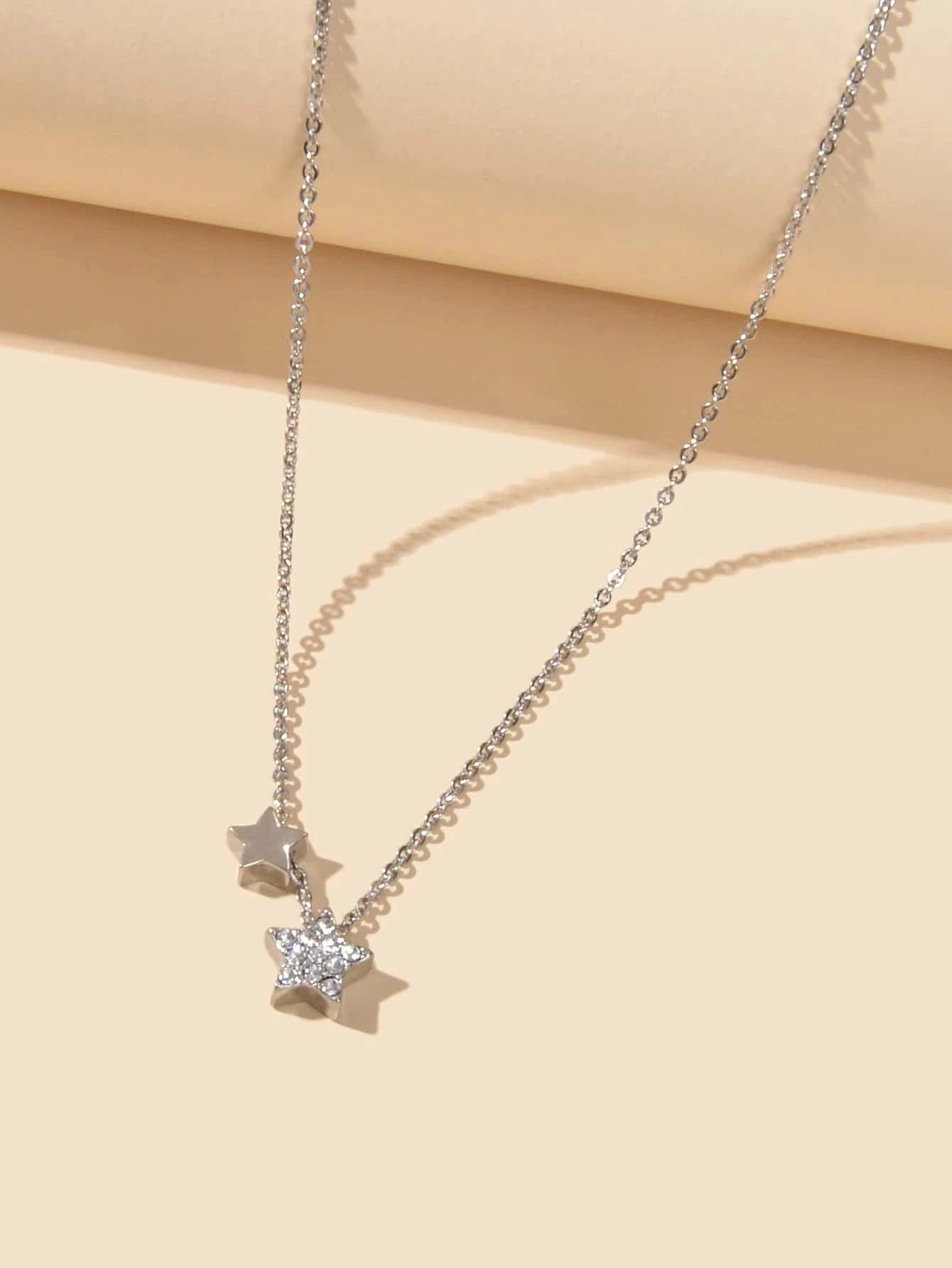 Anniversary Wedding Jewellery Silver Chain Star Pendant Necklace Nice Collection-2