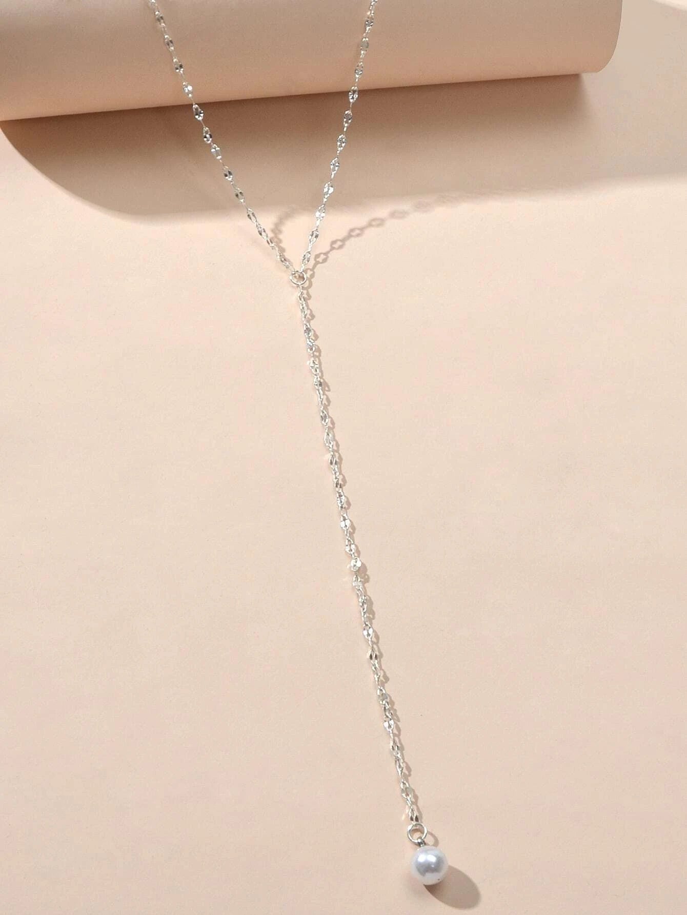 Pearl Silver Tone Long Chain Necklace Tassel Party Jewellery Women Accessories-2