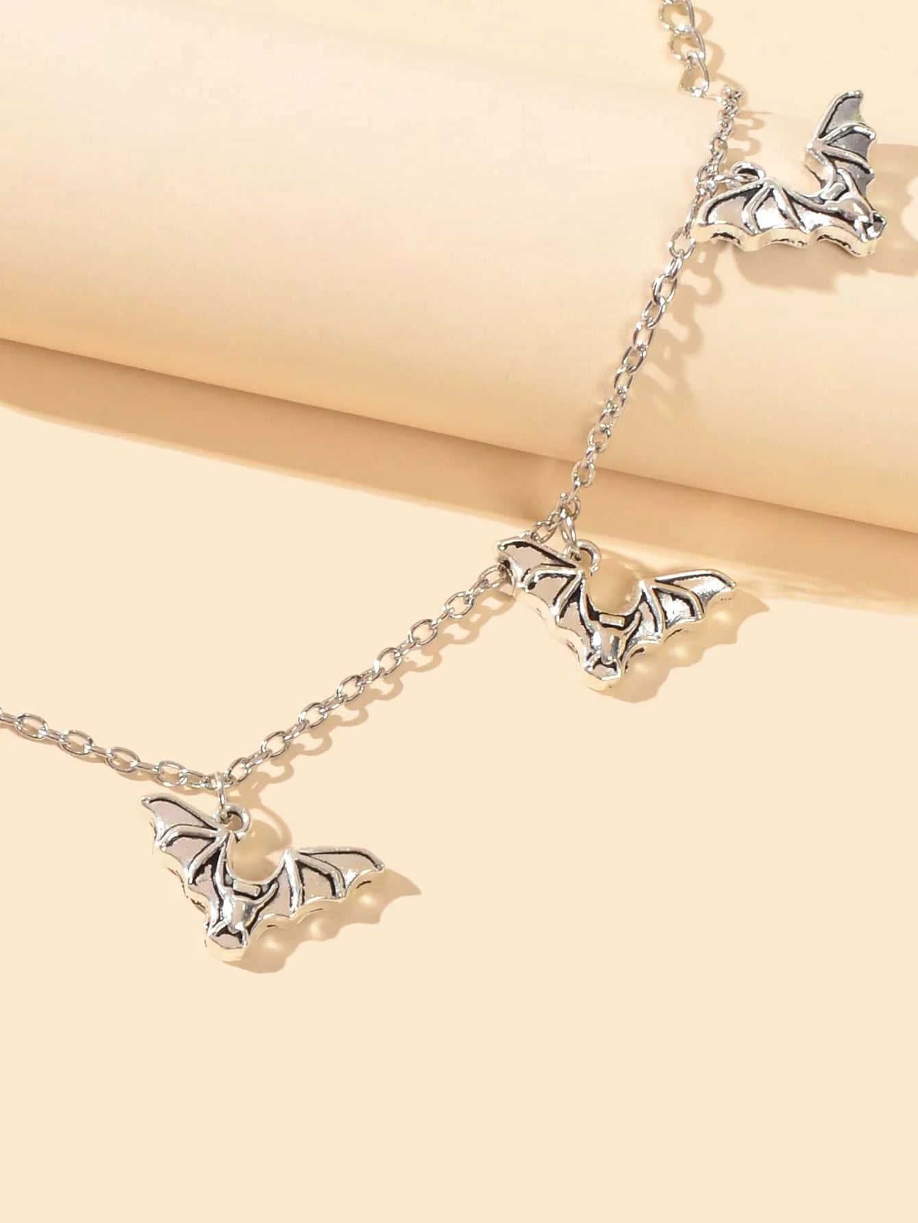 Foot Beach Jewellery Silver Chain Bat Charm Anklet Punk Bracelet Halloween Gift-2