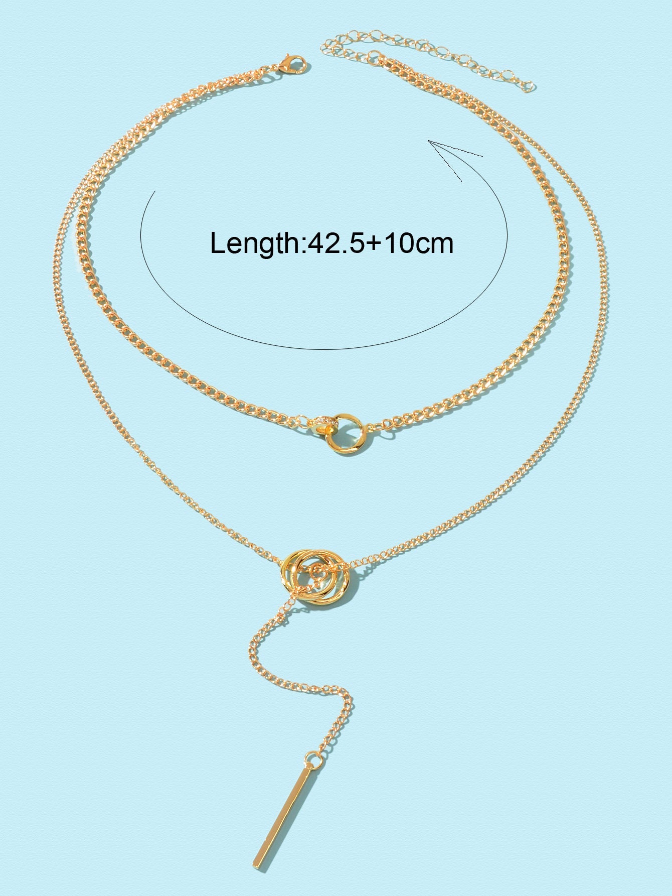 Stylish Double layer Chic Gold Chain Y Style Long Pendant Stick Lariat Necklace-3