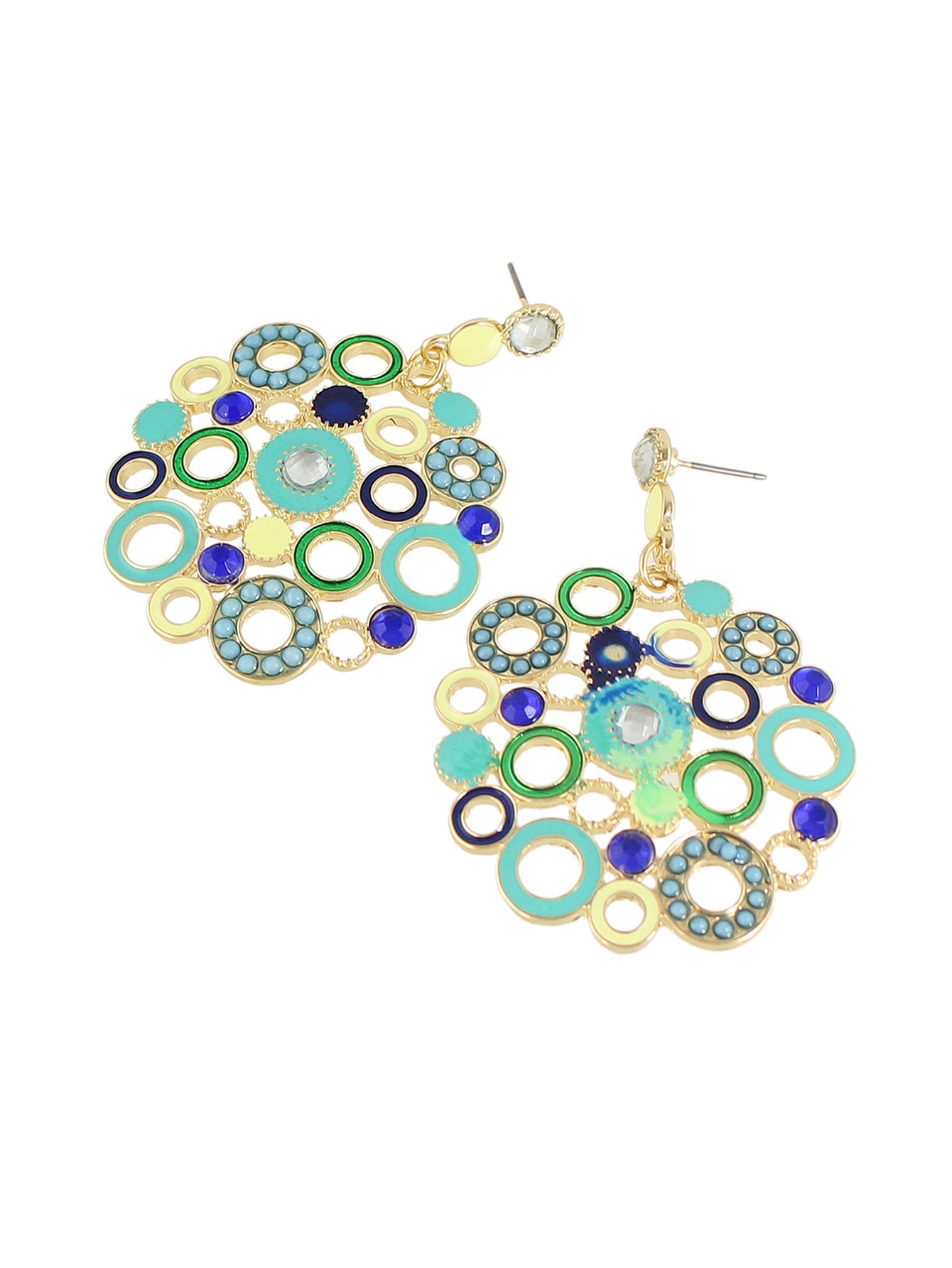 Female Jewellery Rhinestone Colorful Enamel Circle Chunky Party Holiday Earrings-3