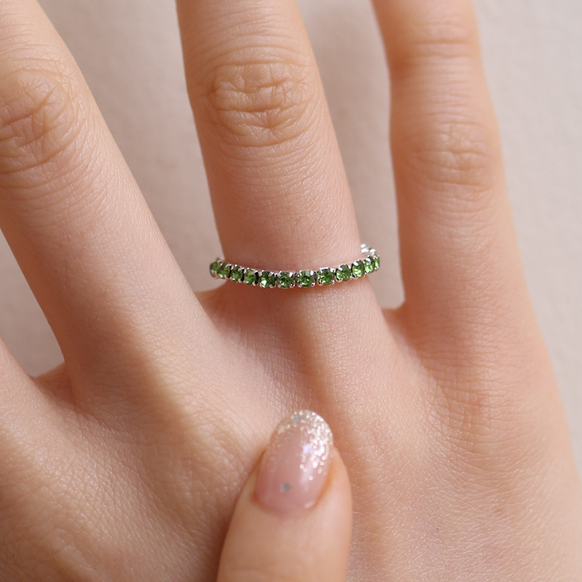 Stretchable tennis chain ring-7