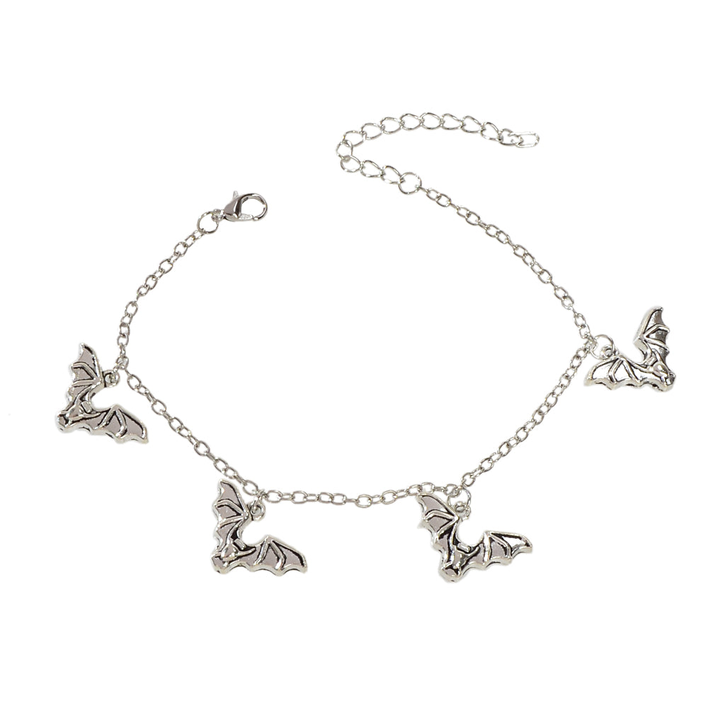 Foot Beach Jewellery Silver Chain Bat Charm Anklet Punk Bracelet Halloween Gift-3