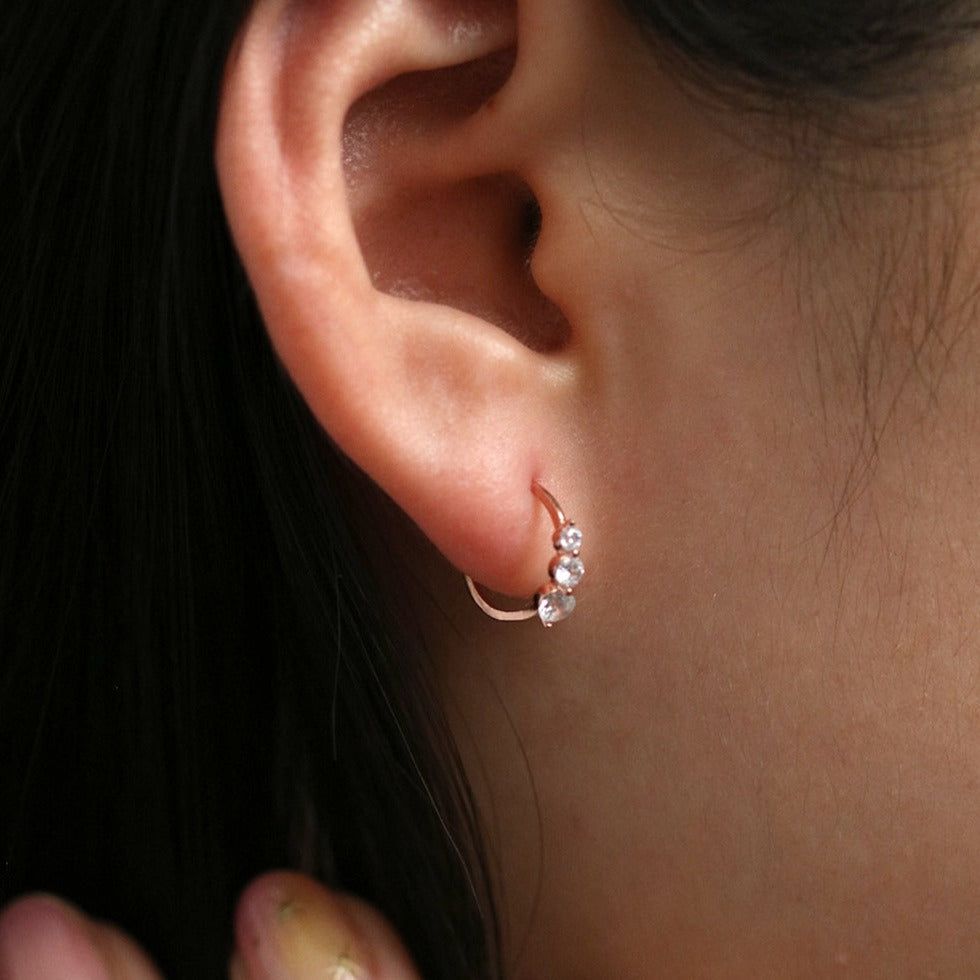Triple cubic semi-hoop earrings-2