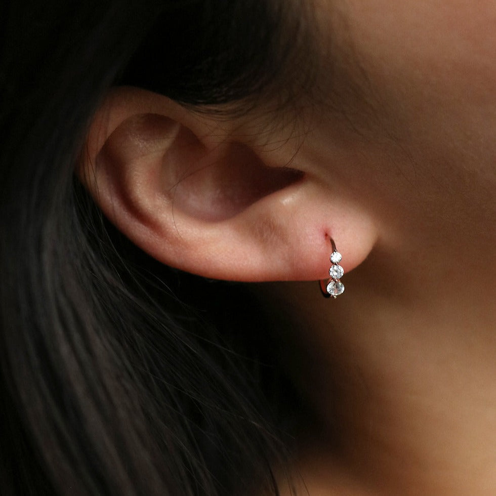Triple cubic semi-hoop earrings-4