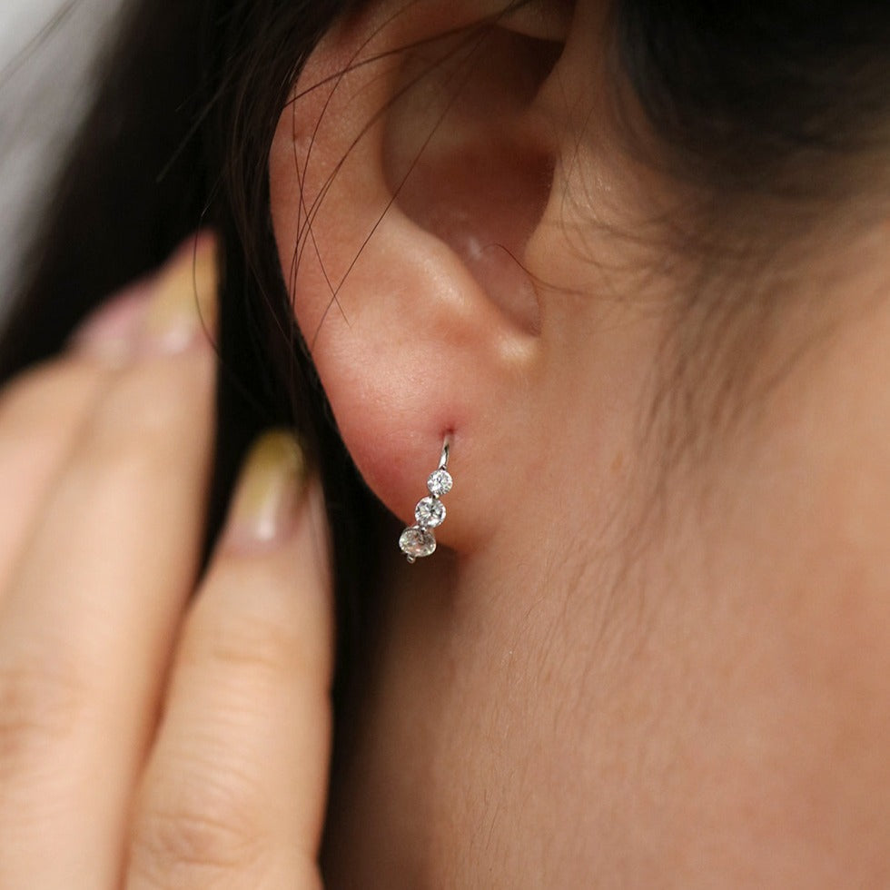 Triple cubic semi-hoop earrings-3
