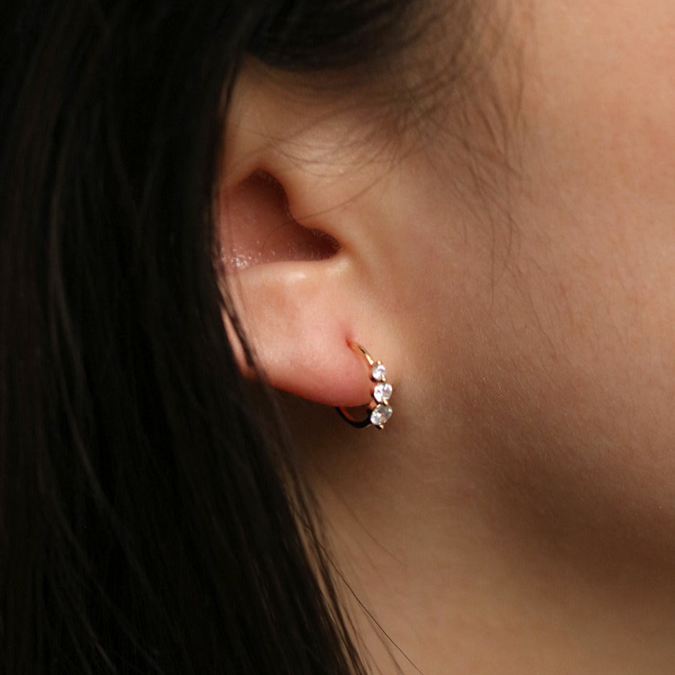 Triple cubic semi-hoop earrings-1