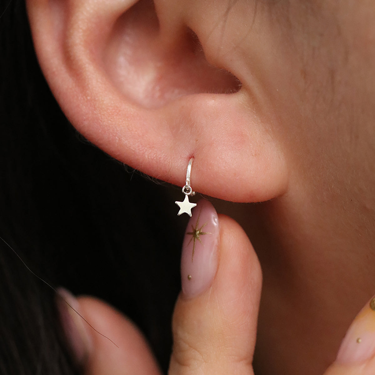 Star Charm Huggie Earring-3
