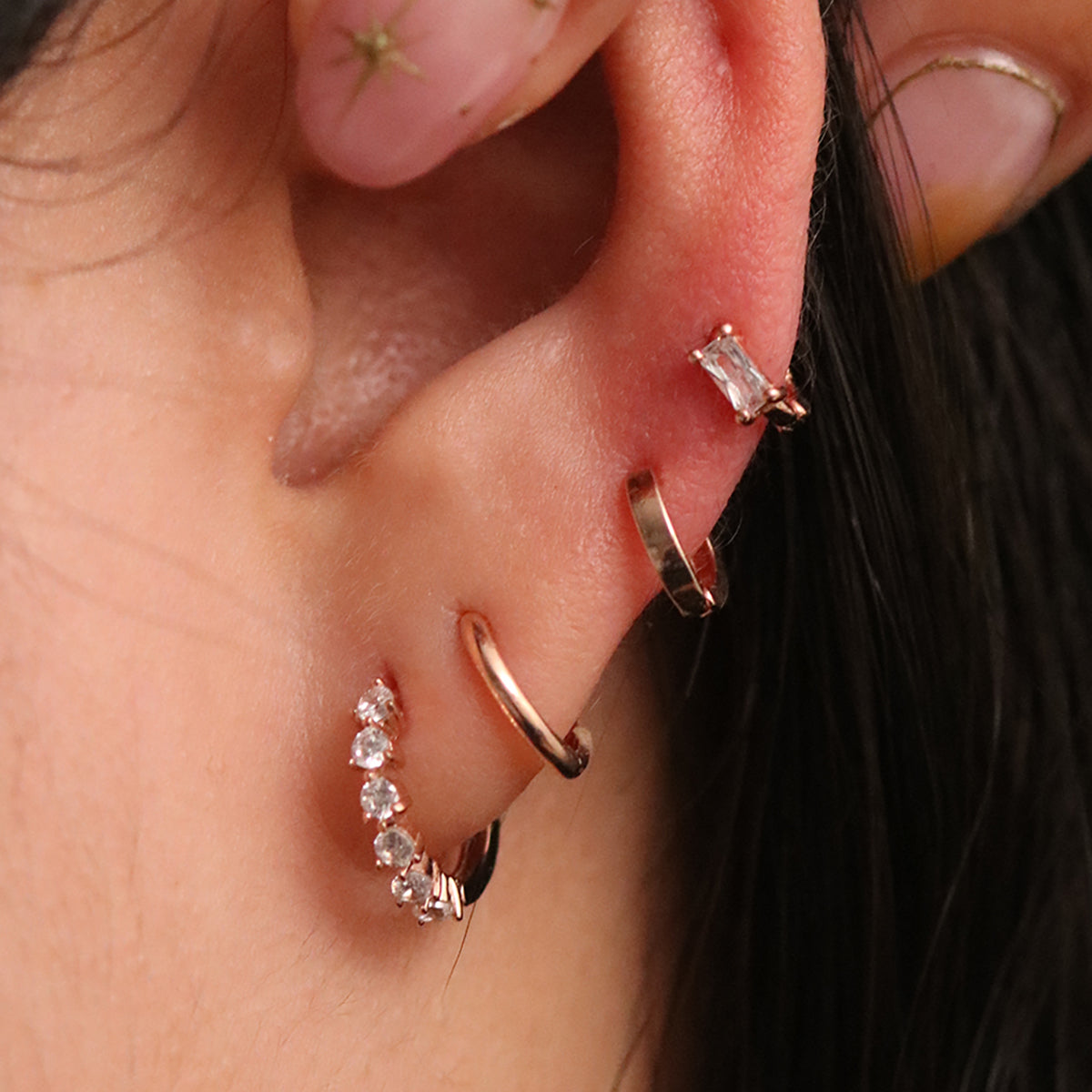 Square cubic huggie earring-1