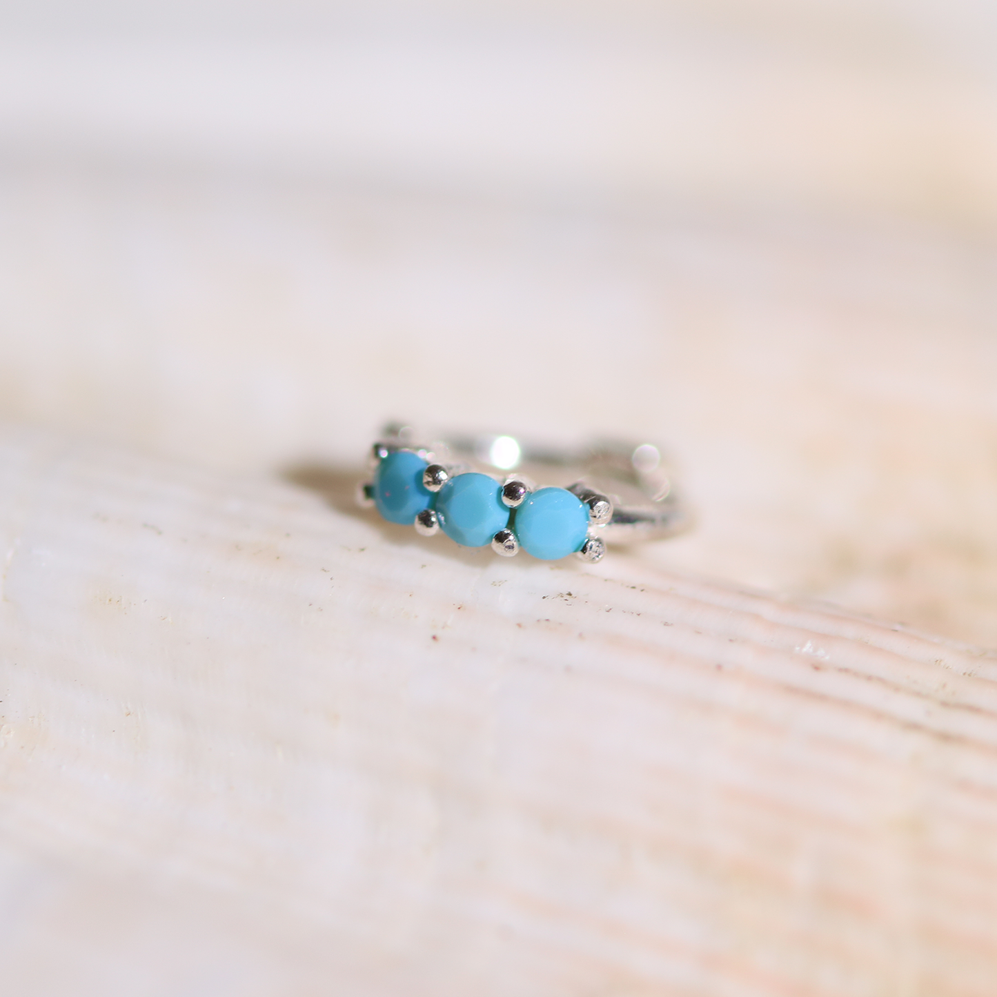 Triple gemstone huggie earring-5