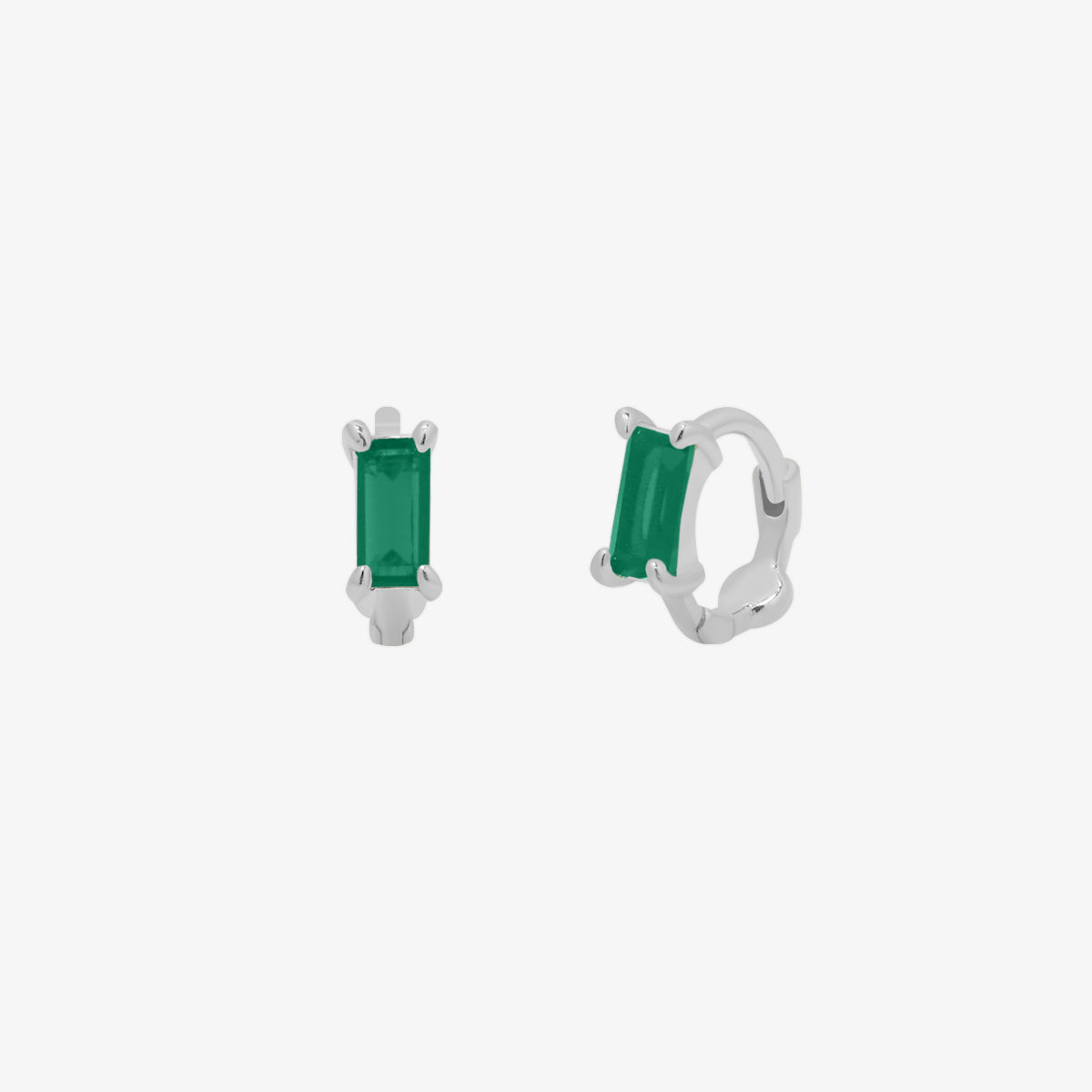 Baguette gemstone huggie earring-4